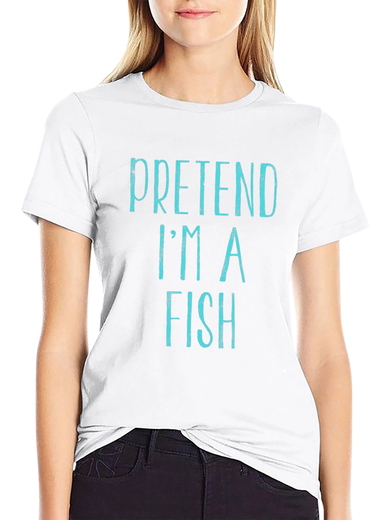 Black Pretend I'm A Fish T-Shirt - Funny Costume Tee view 9
