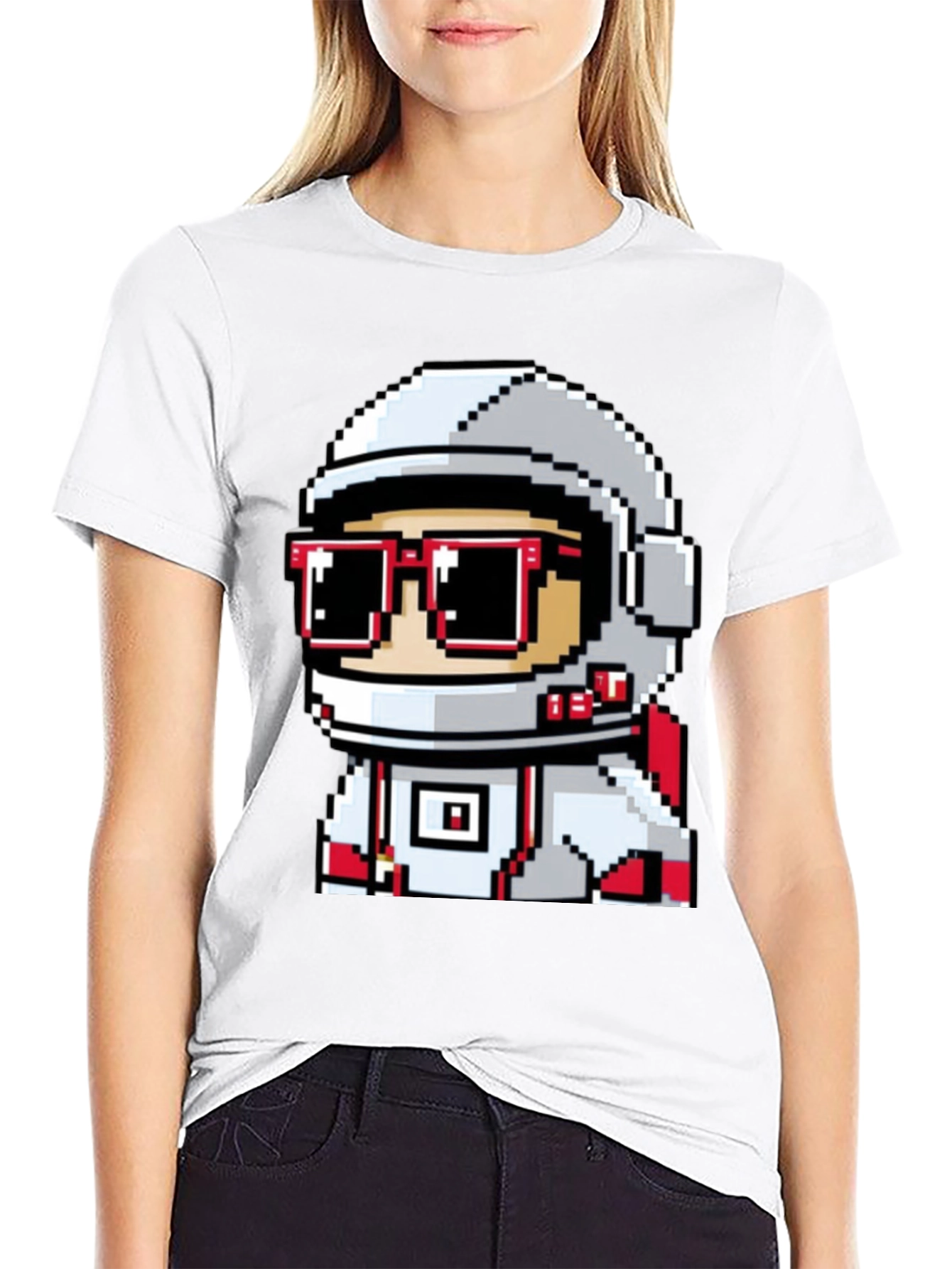 Black Pixel Astronaut Graphic T-Shirt - Cool Space Design view 9