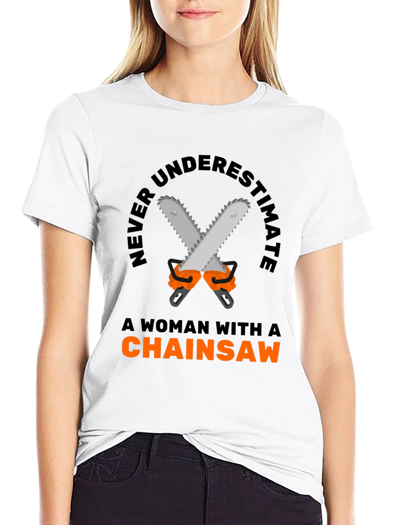 Black Woman Chainsaw T-Shirt - Funny Graphic Tee view 9