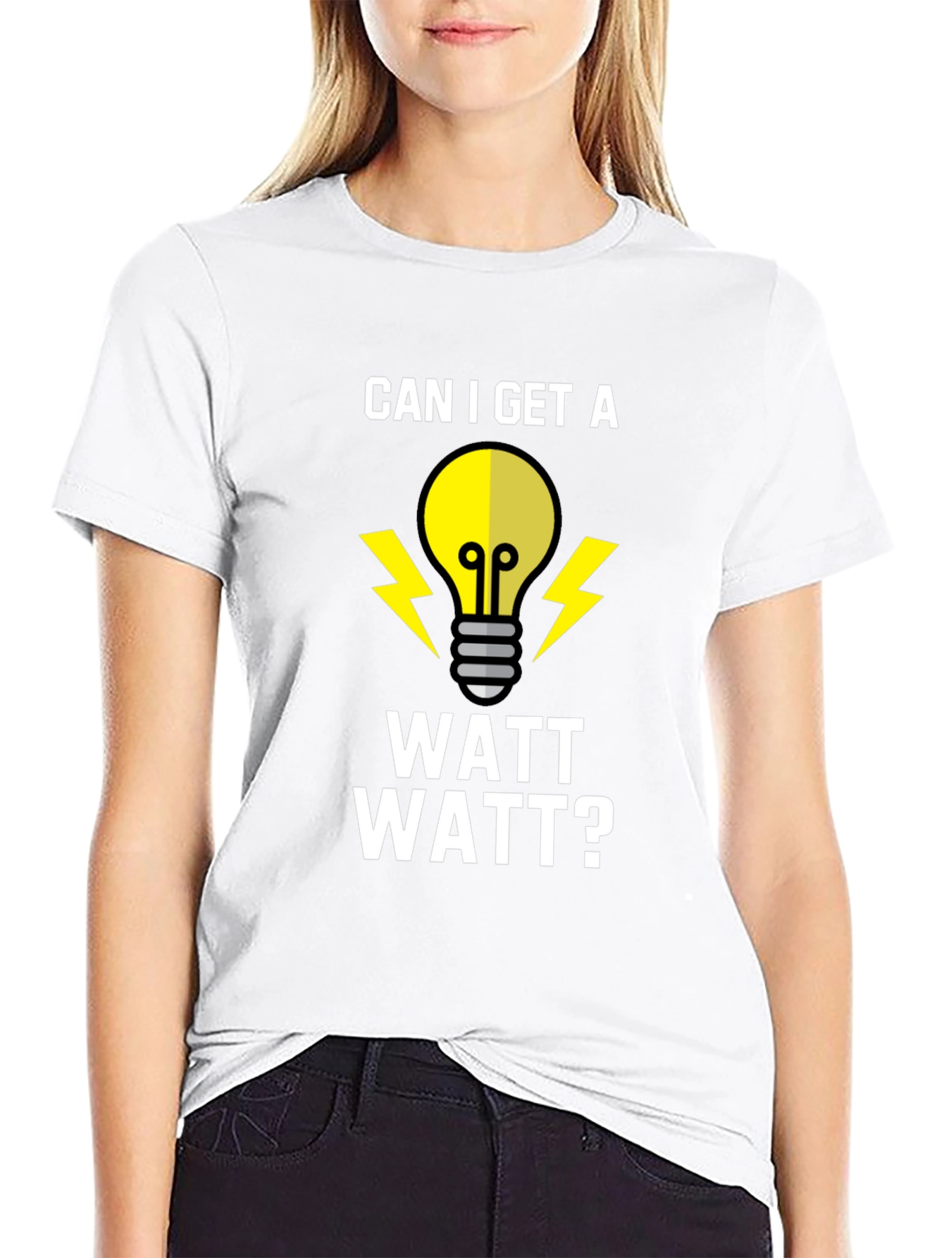 Black Can I Get A Watt Watt? Funny Electrician T-Shirt view 9
