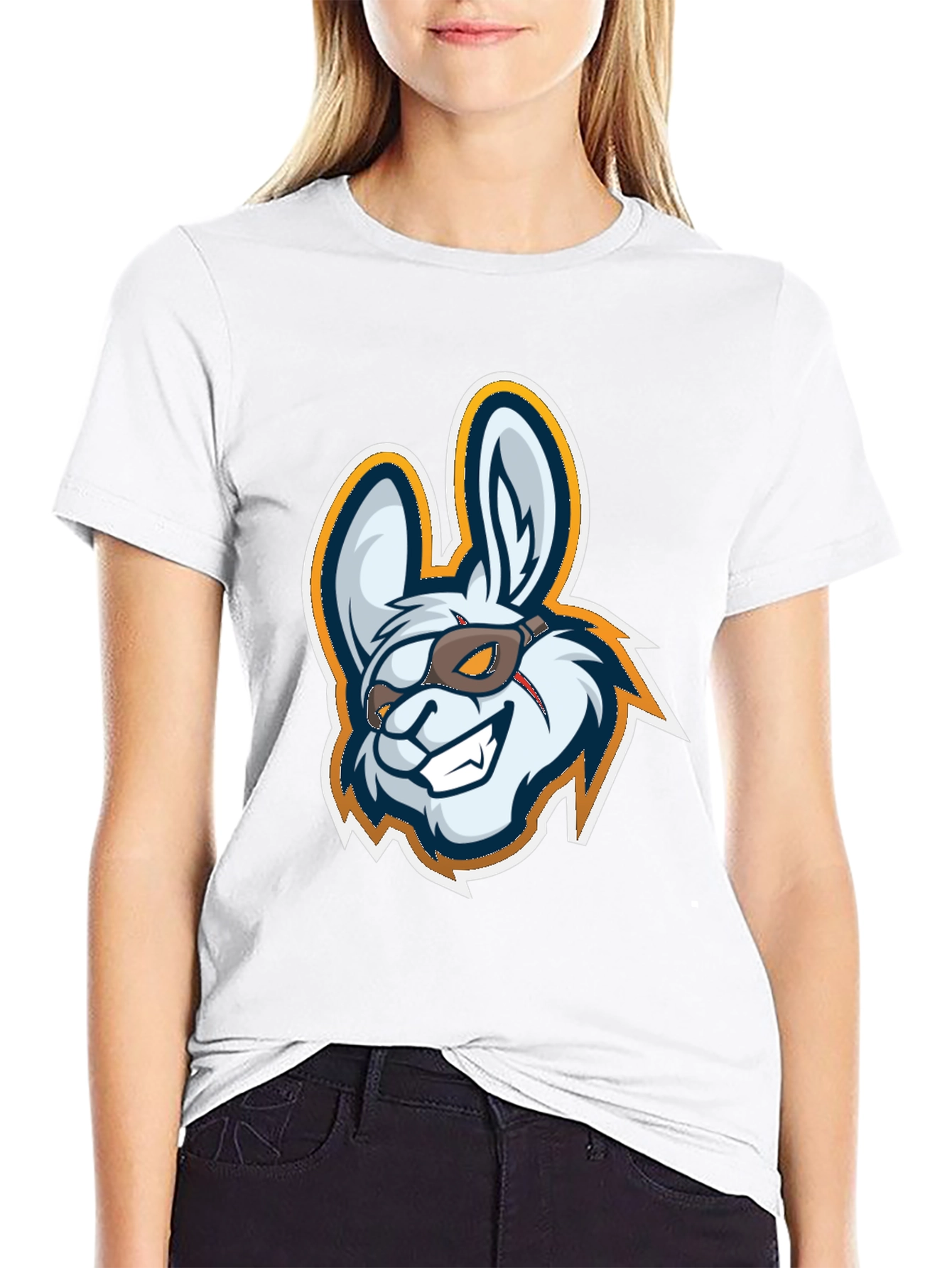 Black Cool Rabbit Mascot Graphic T-Shirt view 9