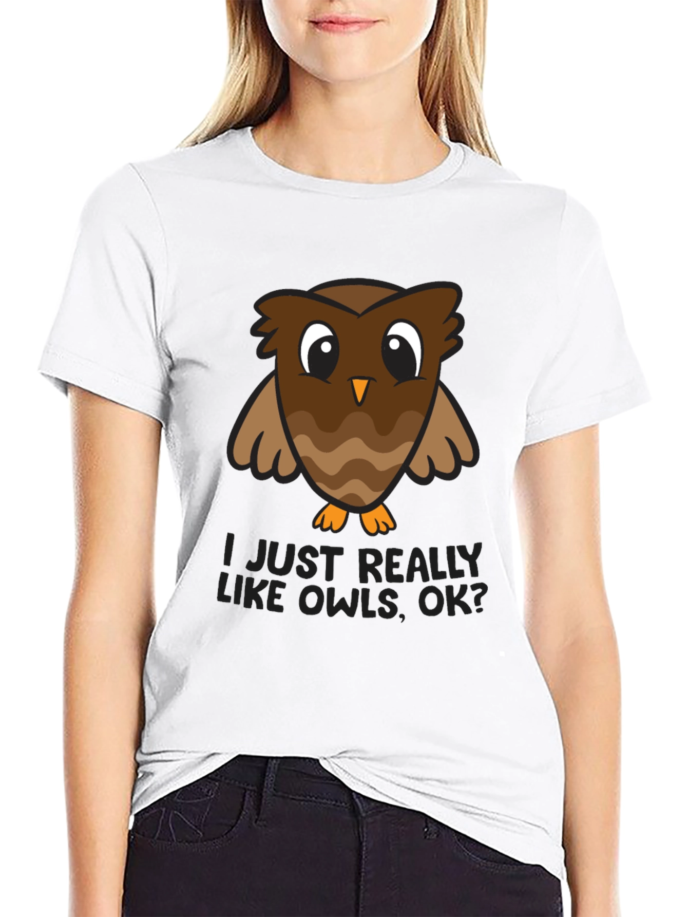 Black I Just Really Like Owls, OK? Graphic Tee view 9