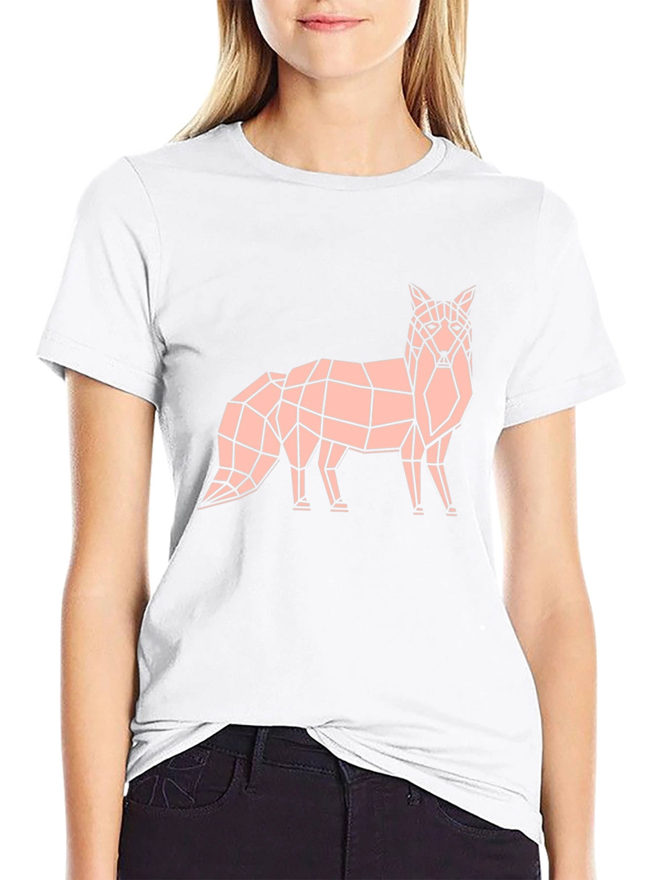 Black Geometric Fox Graphic Tee - Stylish Black T-Shirt view 9