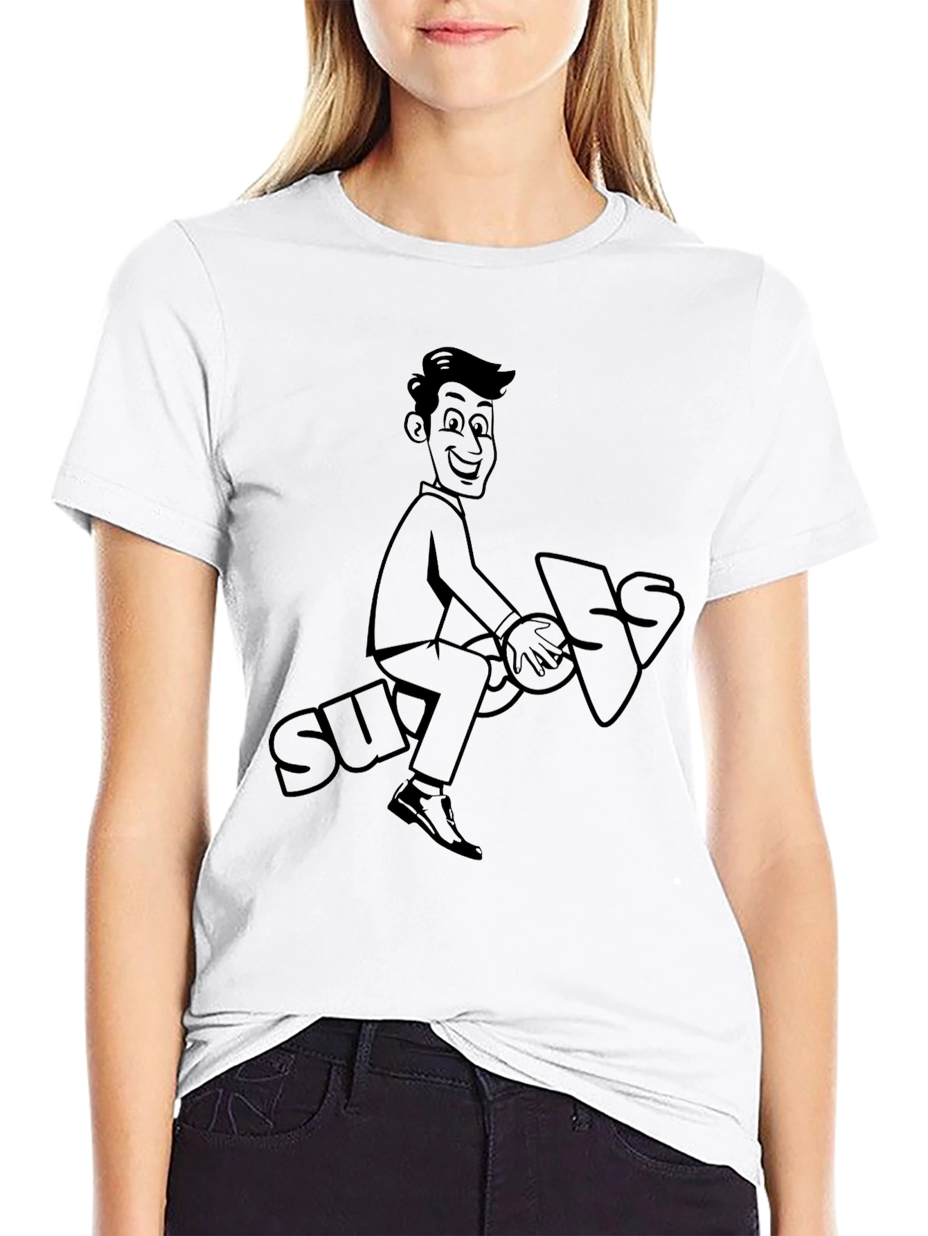 Black Cartoon Graphic Tee - Ride the Suggestion! view 9