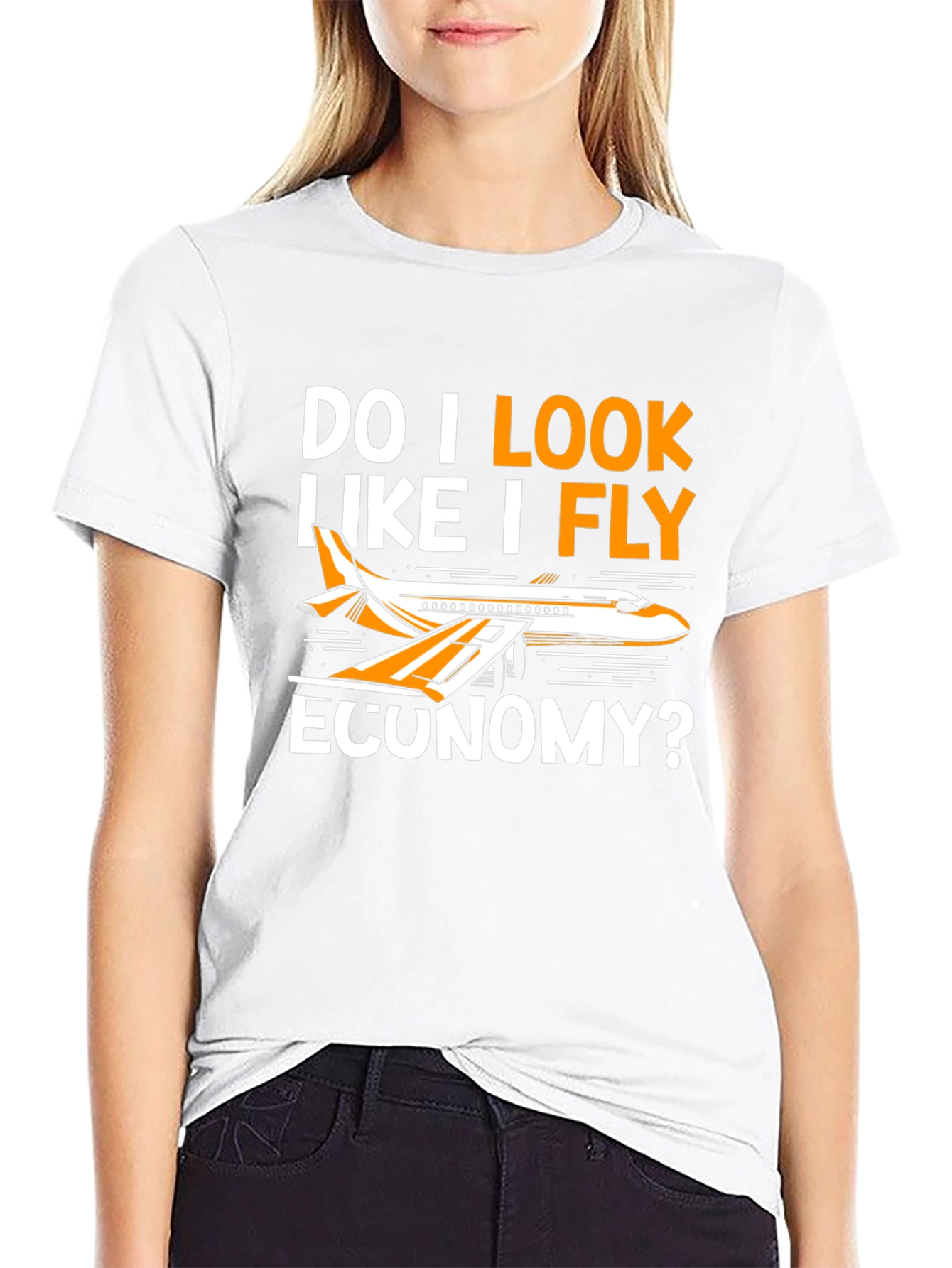 Black Funny "Do I Look Like I Fly Economy?" T-Shirt view 9