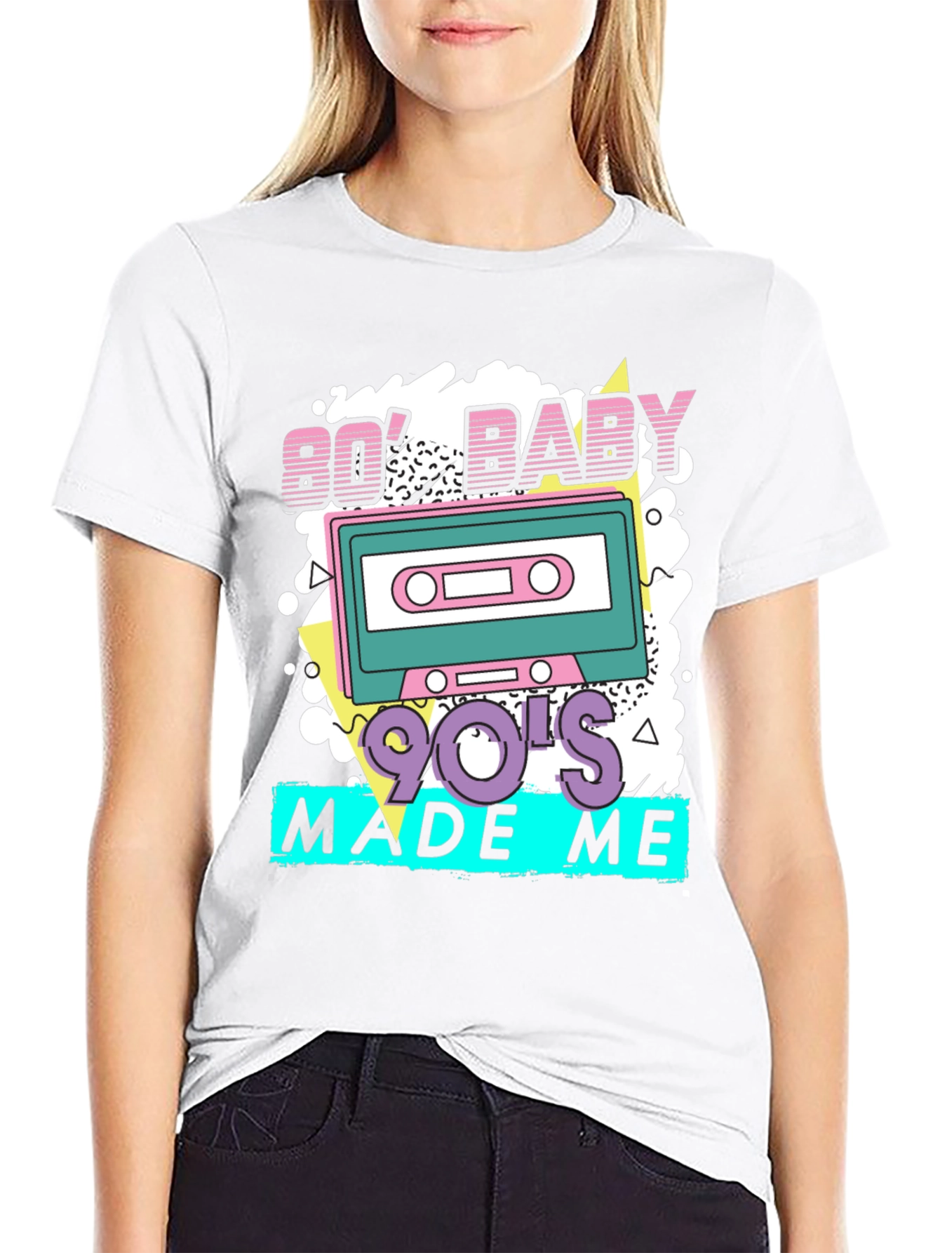 Black Retro '80s Baby '90s Made Me T-Shirt view 9