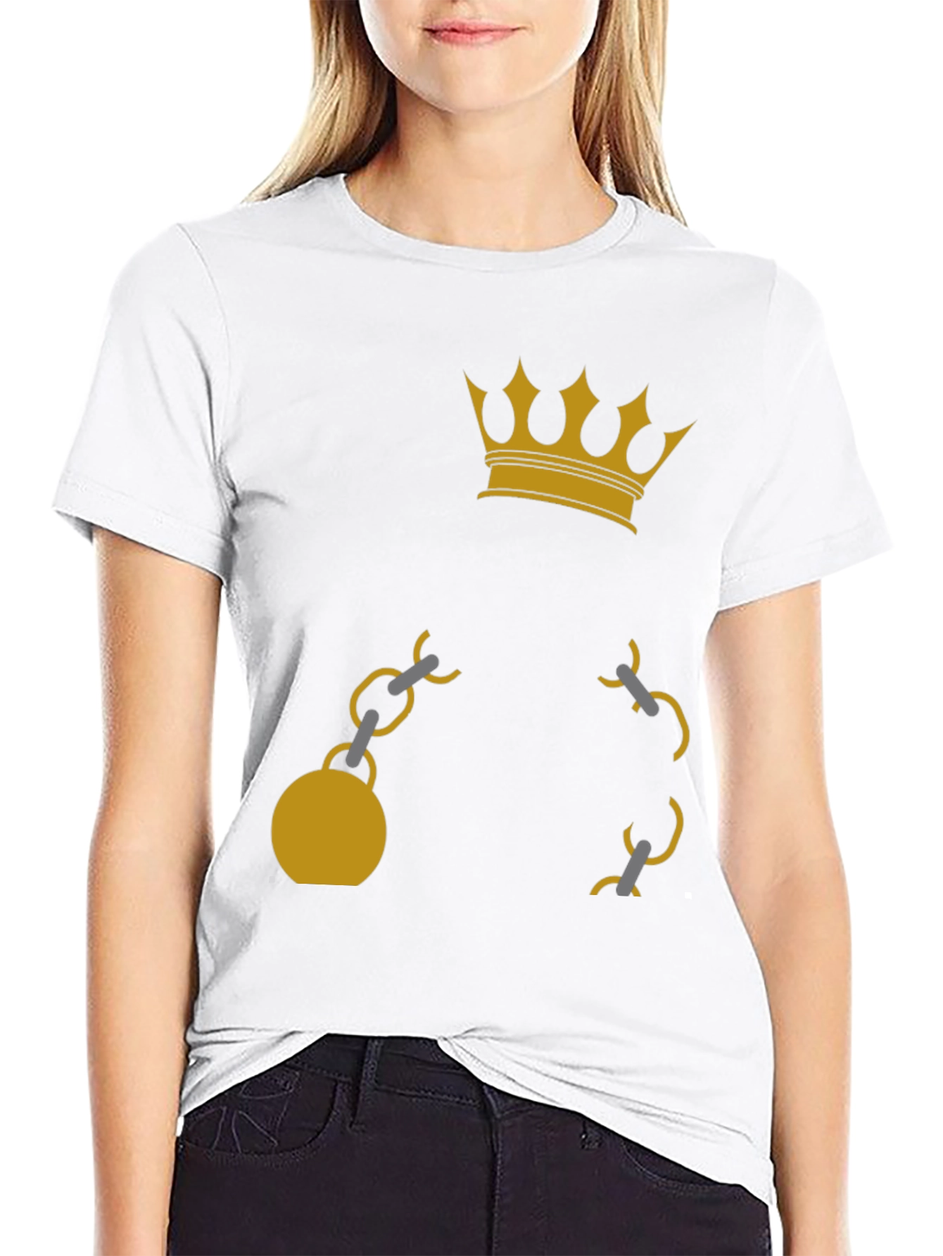 Black Crown & Chain Graphic Tee - Black Cotton Blend view 9