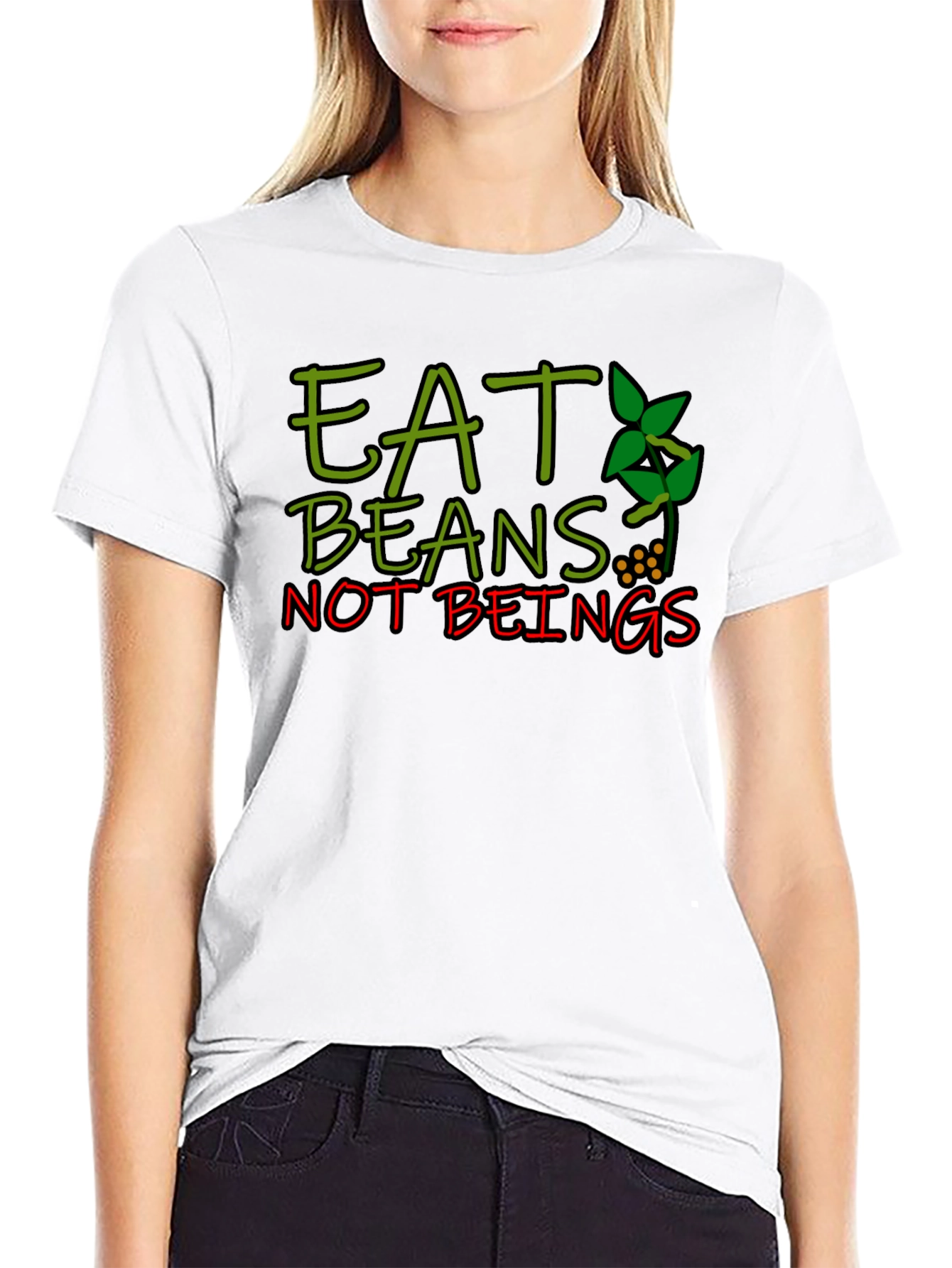 Black Eat Beans Not Beings Graphic T-Shirt view 9