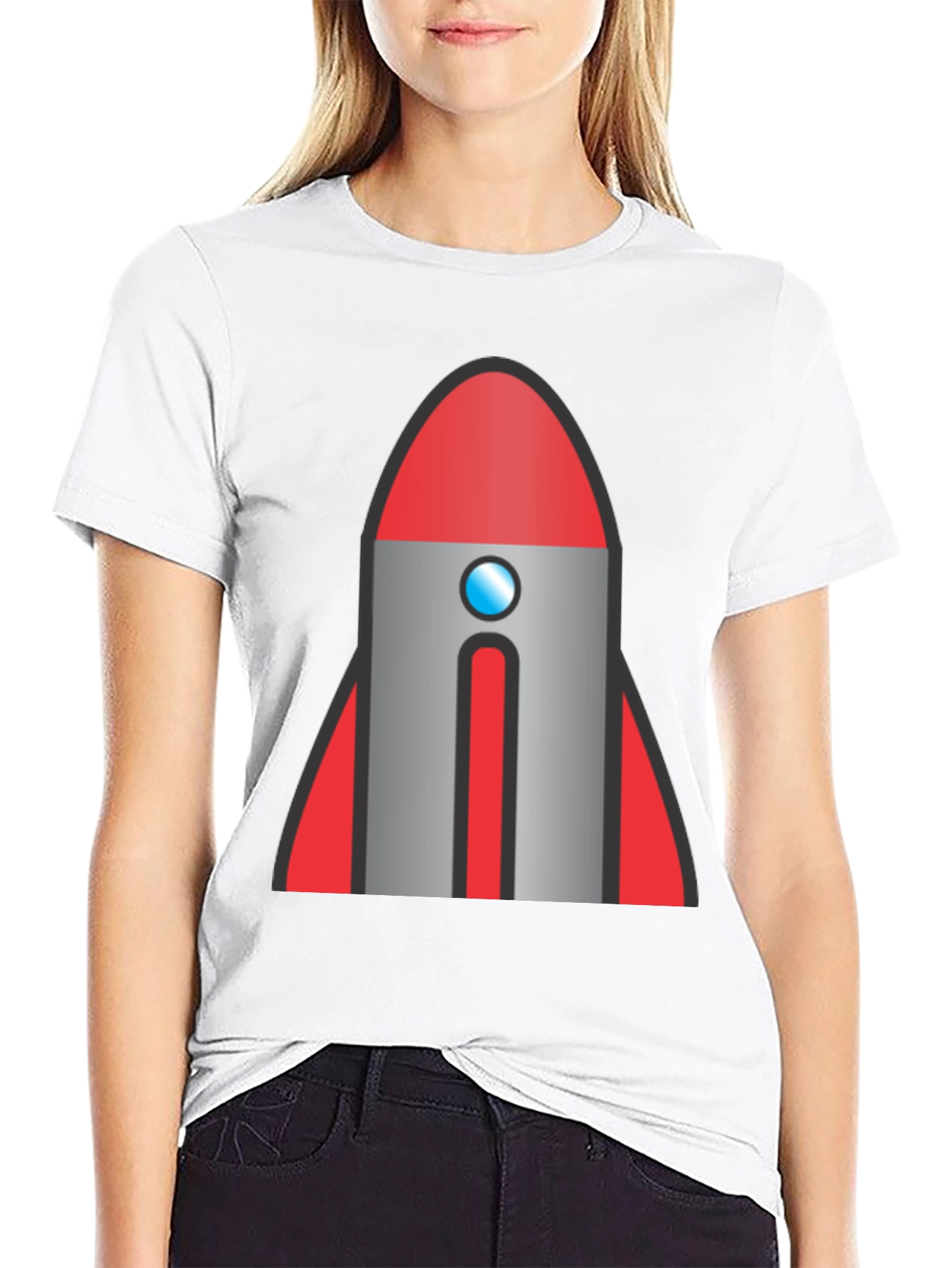 Black Retro Rocket Graphic T-Shirt - Classic Style view 9