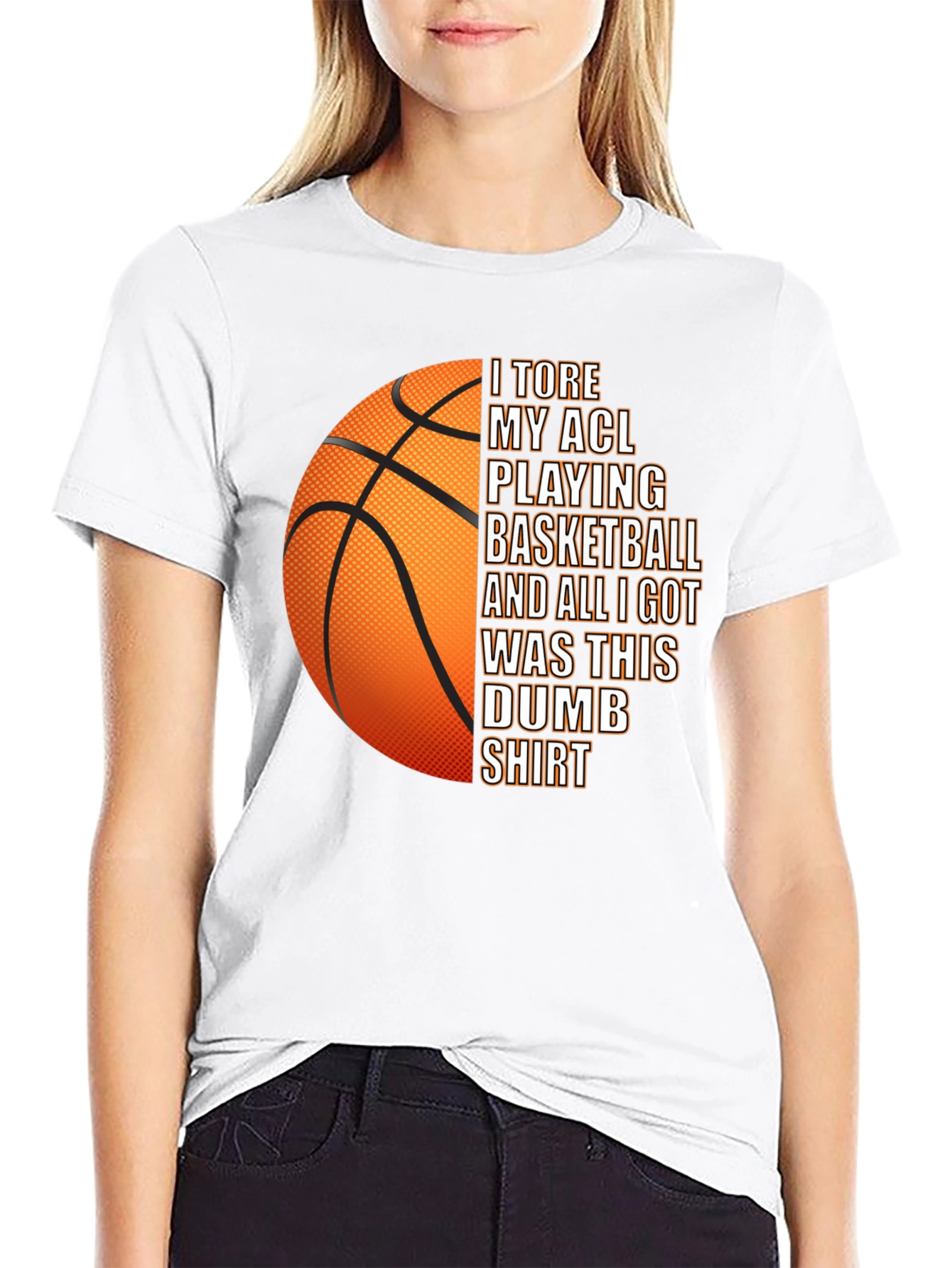 Black I Tore My ACL Basketball T-Shirt - Novelty Graphic Tee view 9