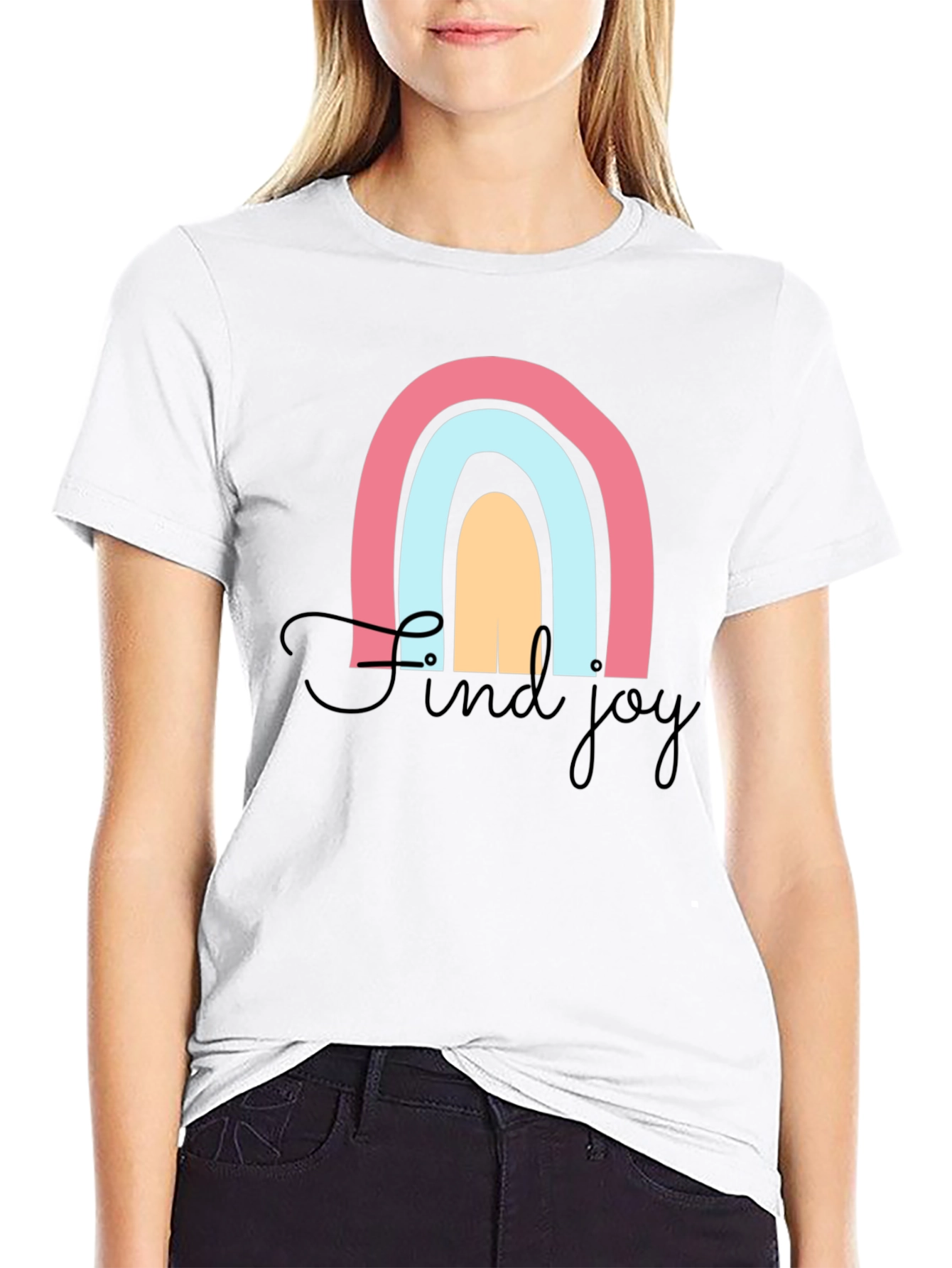 Black Find Joy Rainbow Graphic T-Shirt - Black view 9