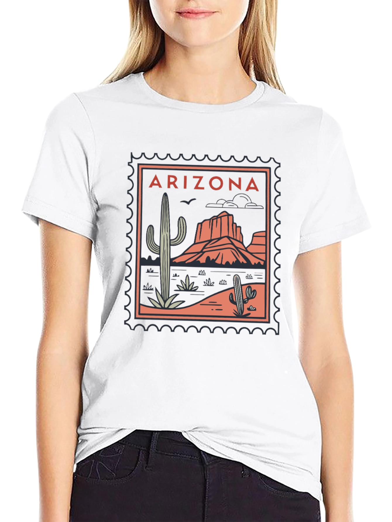 Black Arizona Desert Graphic Tee - Black Cotton T-Shirt view 9
