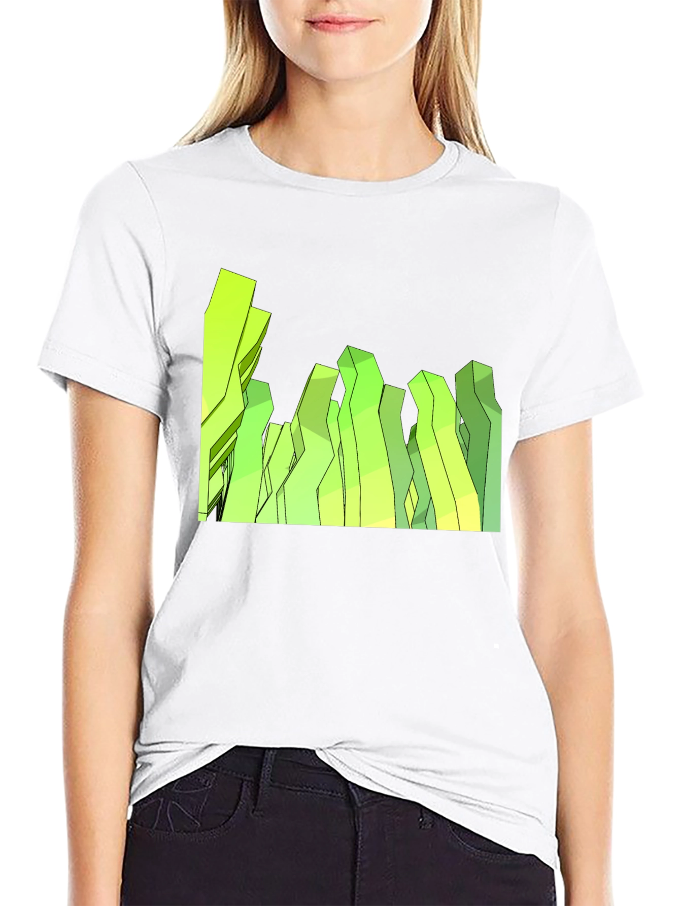 Black Abstract Geometric Peaks Black Tee view 9
