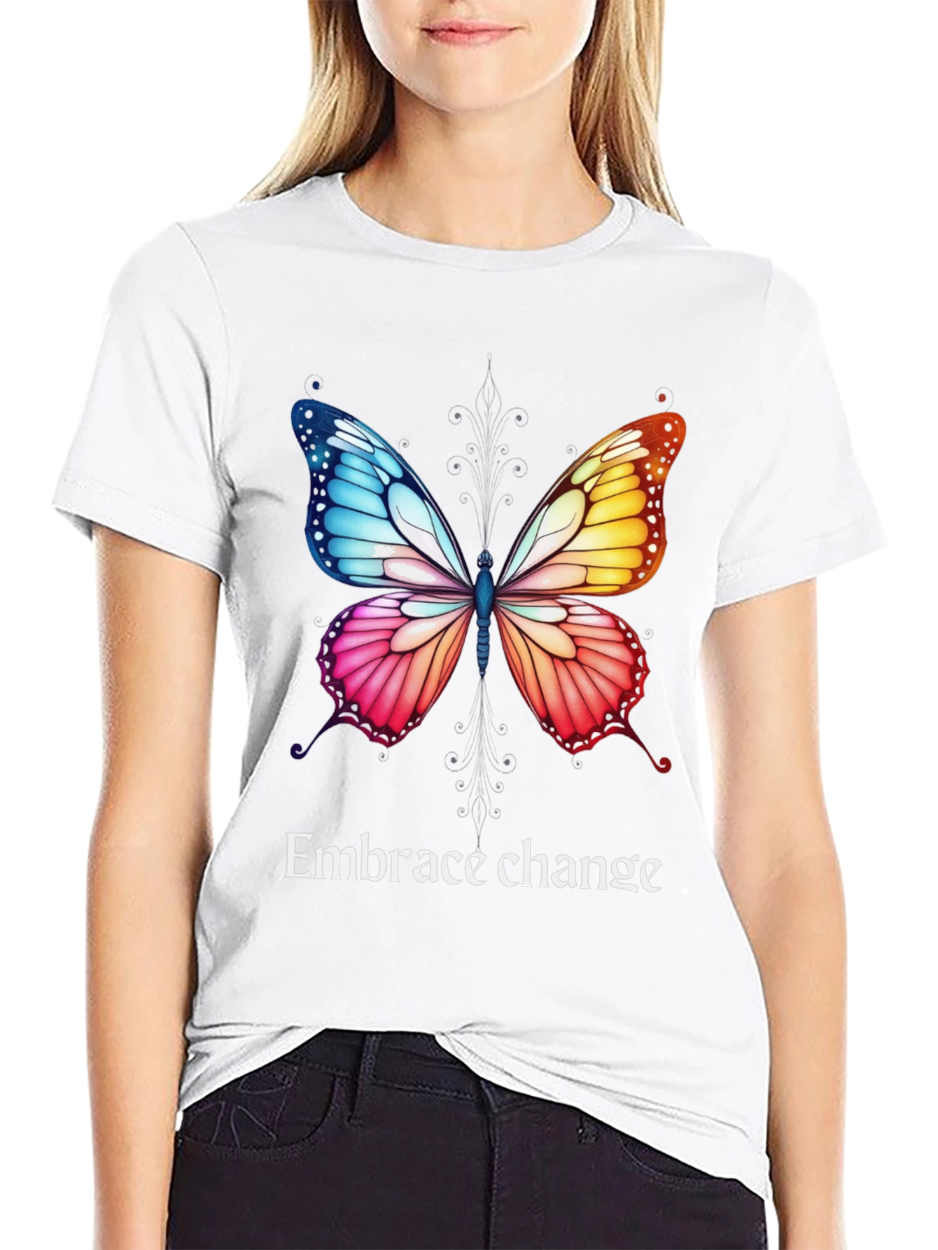 Black Embrace Change Butterfly Graphic Tee view 9