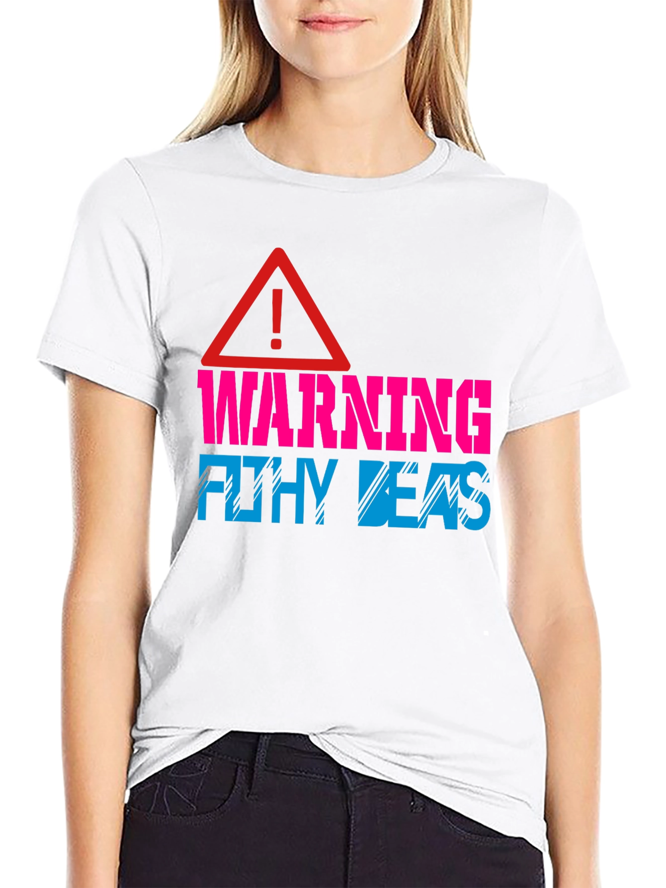 Black Warning Filthy Beast Novelty T-Shirt view 9