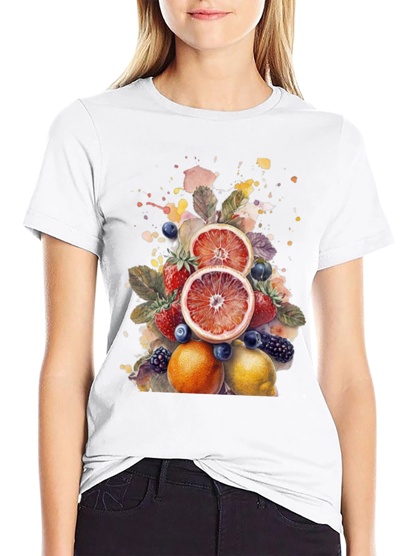 Black Fruit Splash Graphic Tee view 9