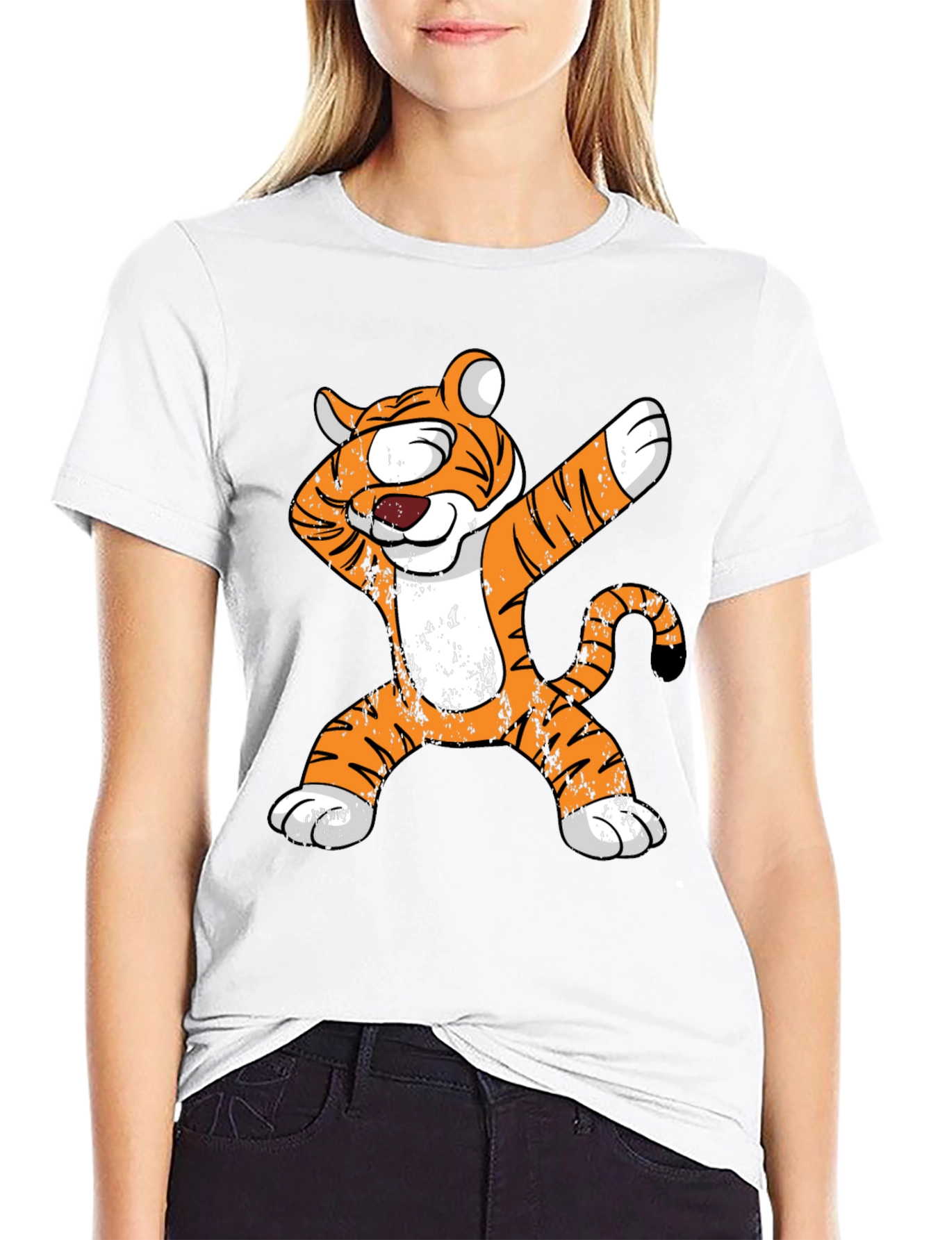 Black Dabbing Tiger Graphic Tee - Cool Animal Lover Shirt view 9