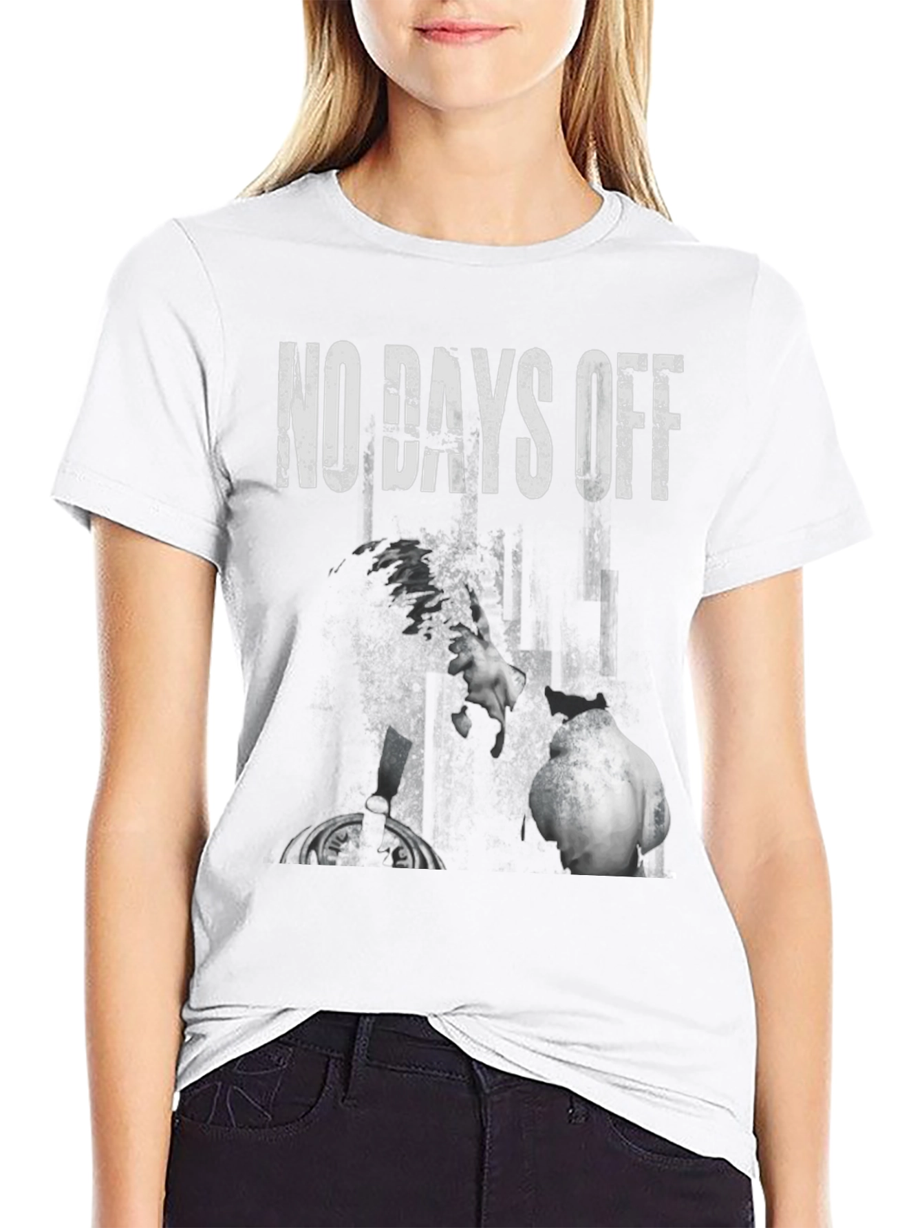 Black No Days Off Graphic Print Tee - Gym & Fitness view 9