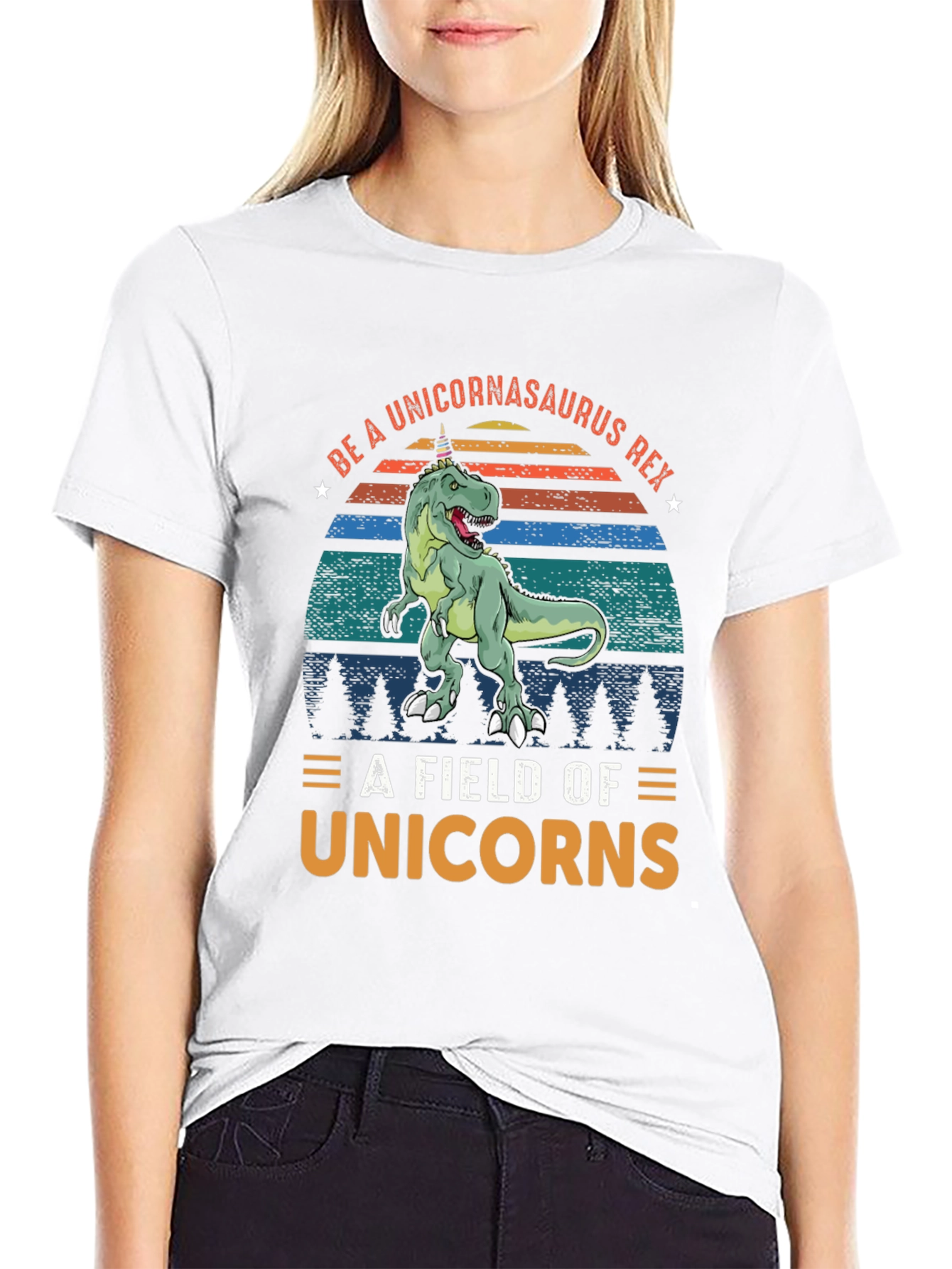 Black Unicornasaurus Rex T-Shirt - Funny Dinosaur Tee view 9