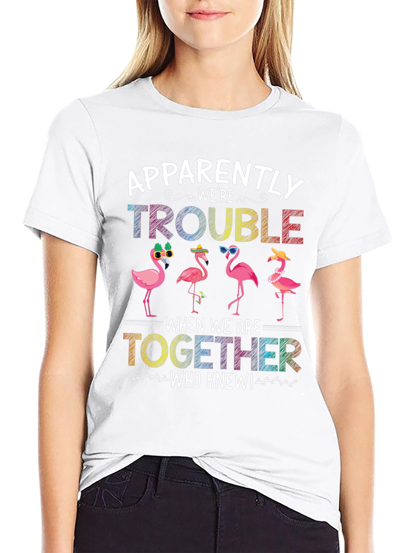 Black Flamingo Trouble Graphic T-Shirt view 9