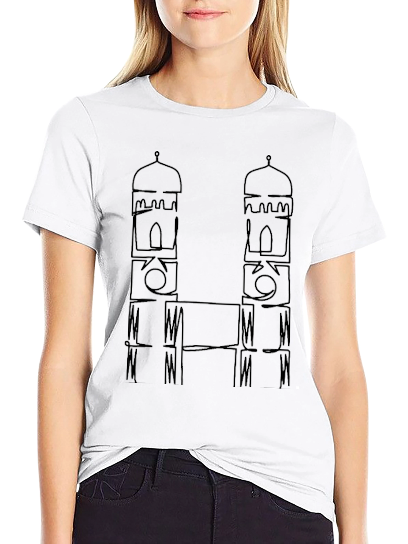 Black Minimalist Mosque Graphic Tee - Black view 9
