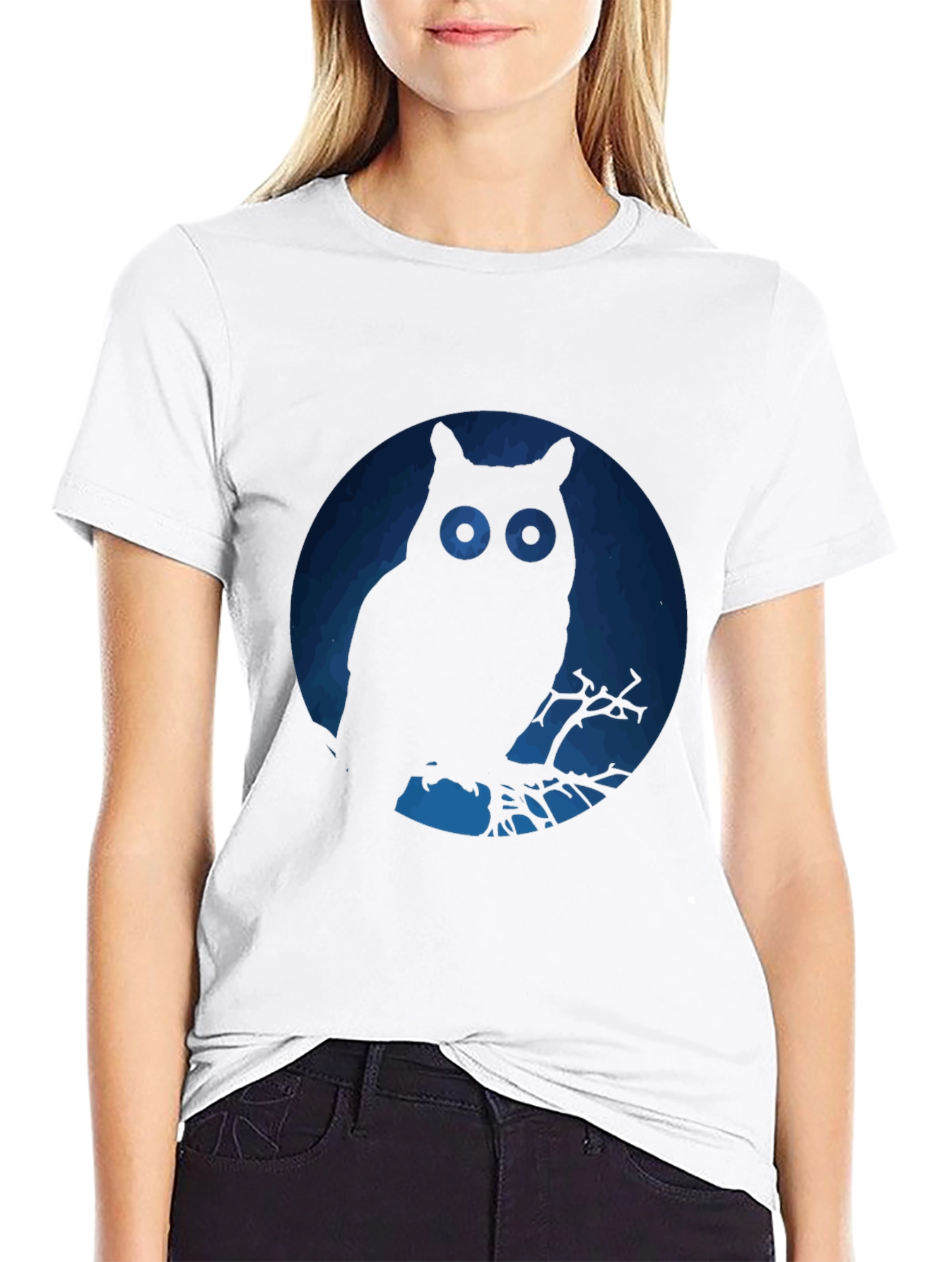 Black Owl Silhouette Graphic T-Shirt view 9