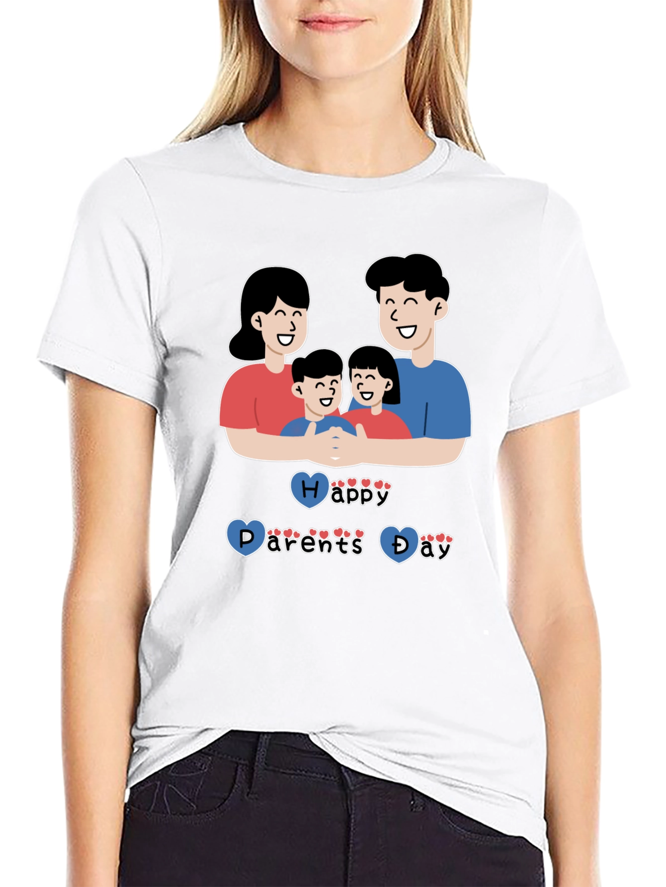 Black Happy Parents Day Graphic T-Shirt, Black view 9