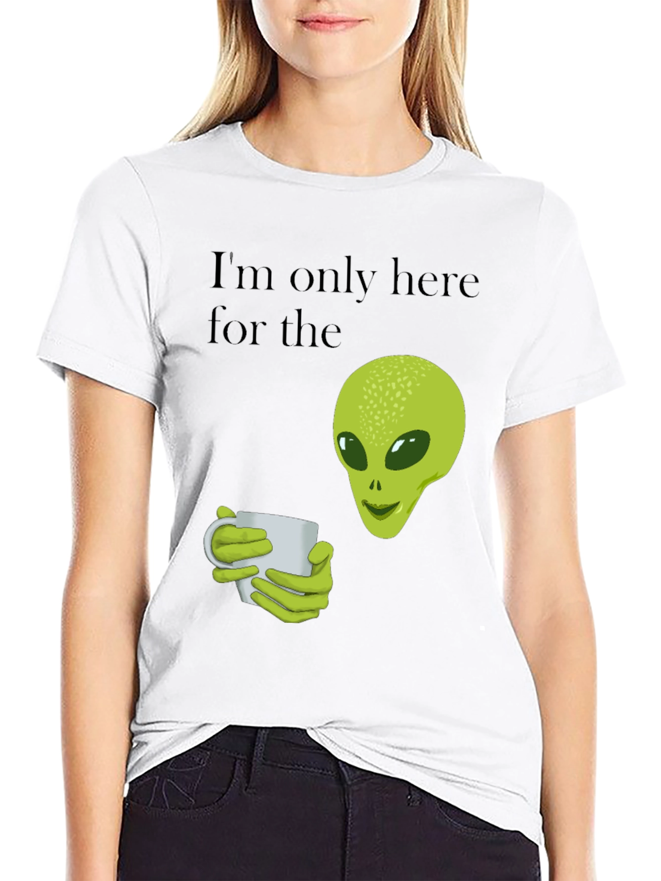 Black Alien Coffee T-Shirt - I'm Only Here For The Coffee view 9