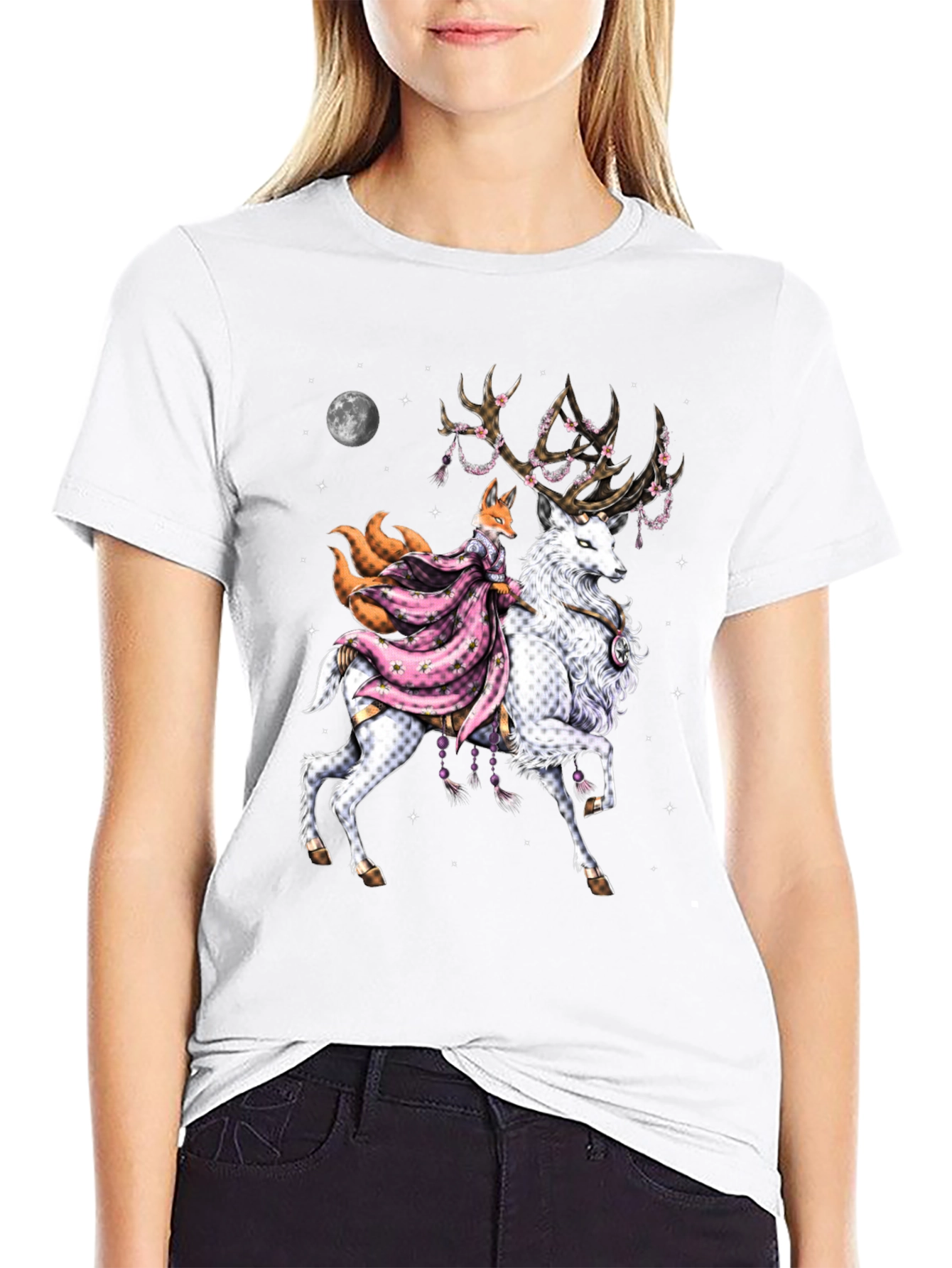 Black Fox & Deer Graphic Tee - Unique Design view 9