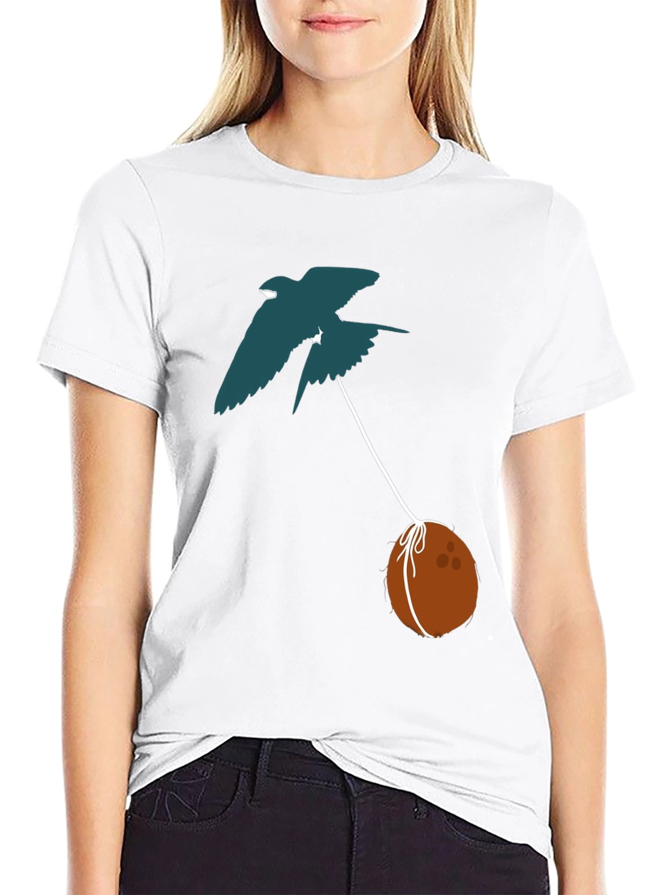 Black Swallow Carrying Coconut T-Shirt - Black view 9