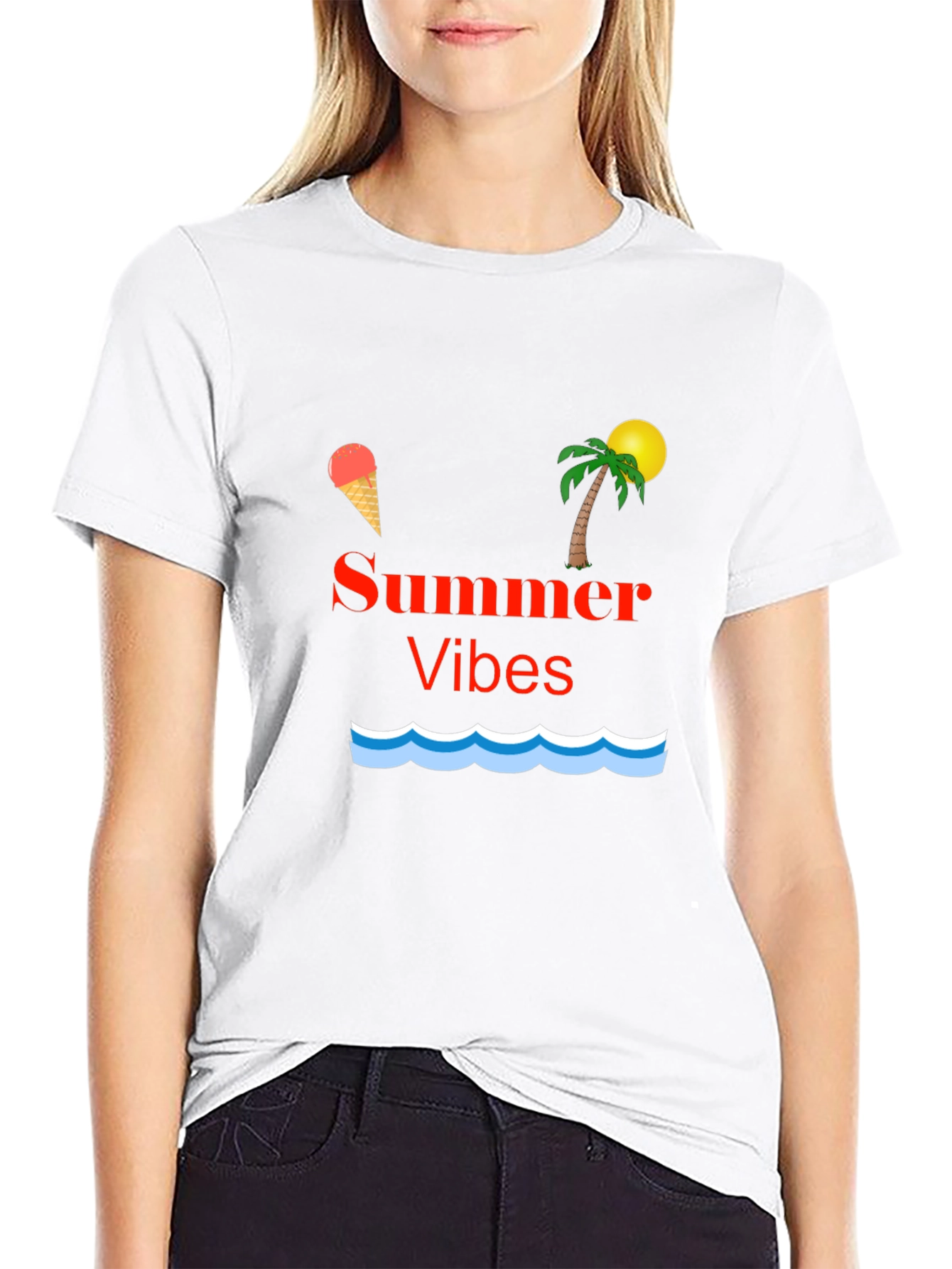 Black Summer Vibes Graphic T-Shirt - Black view 9