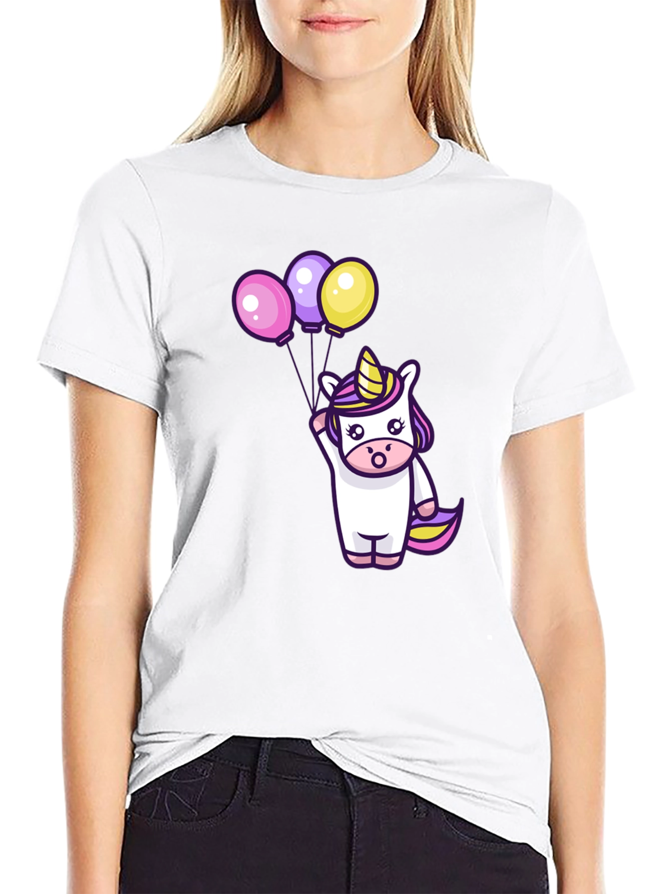 Black Unicorn Balloons Graphic Tee view 9