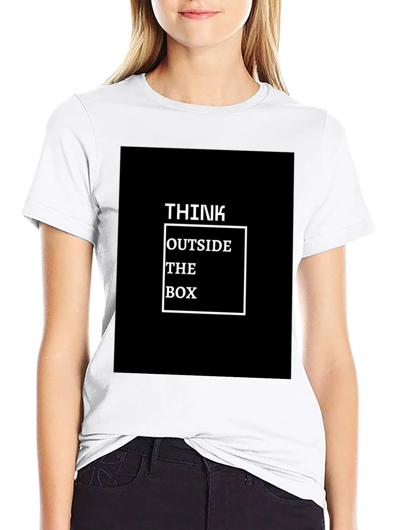 Black Think Outside The Box Graphic T-Shirt view 9