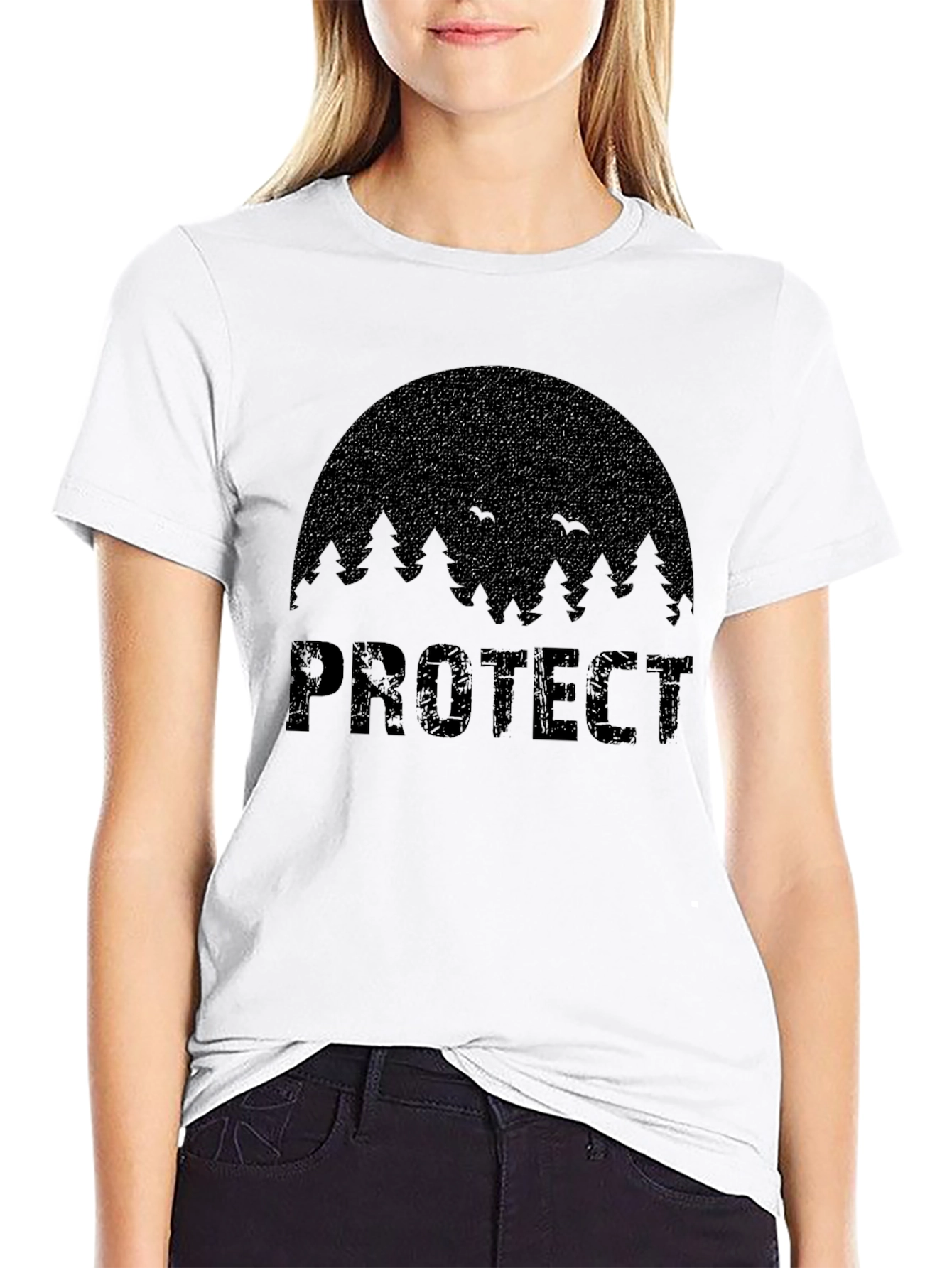 Black Protect Nature Black Graphic T-Shirt view 9