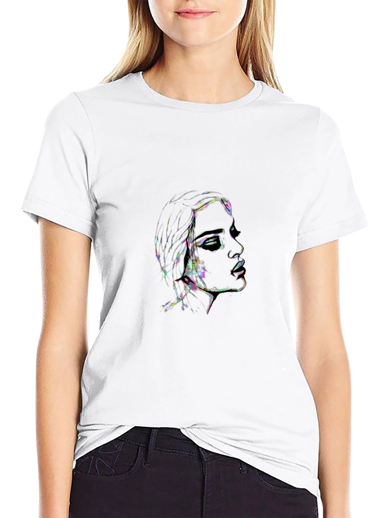 Black Prismatic Woman Graphic Black T-Shirt view 9