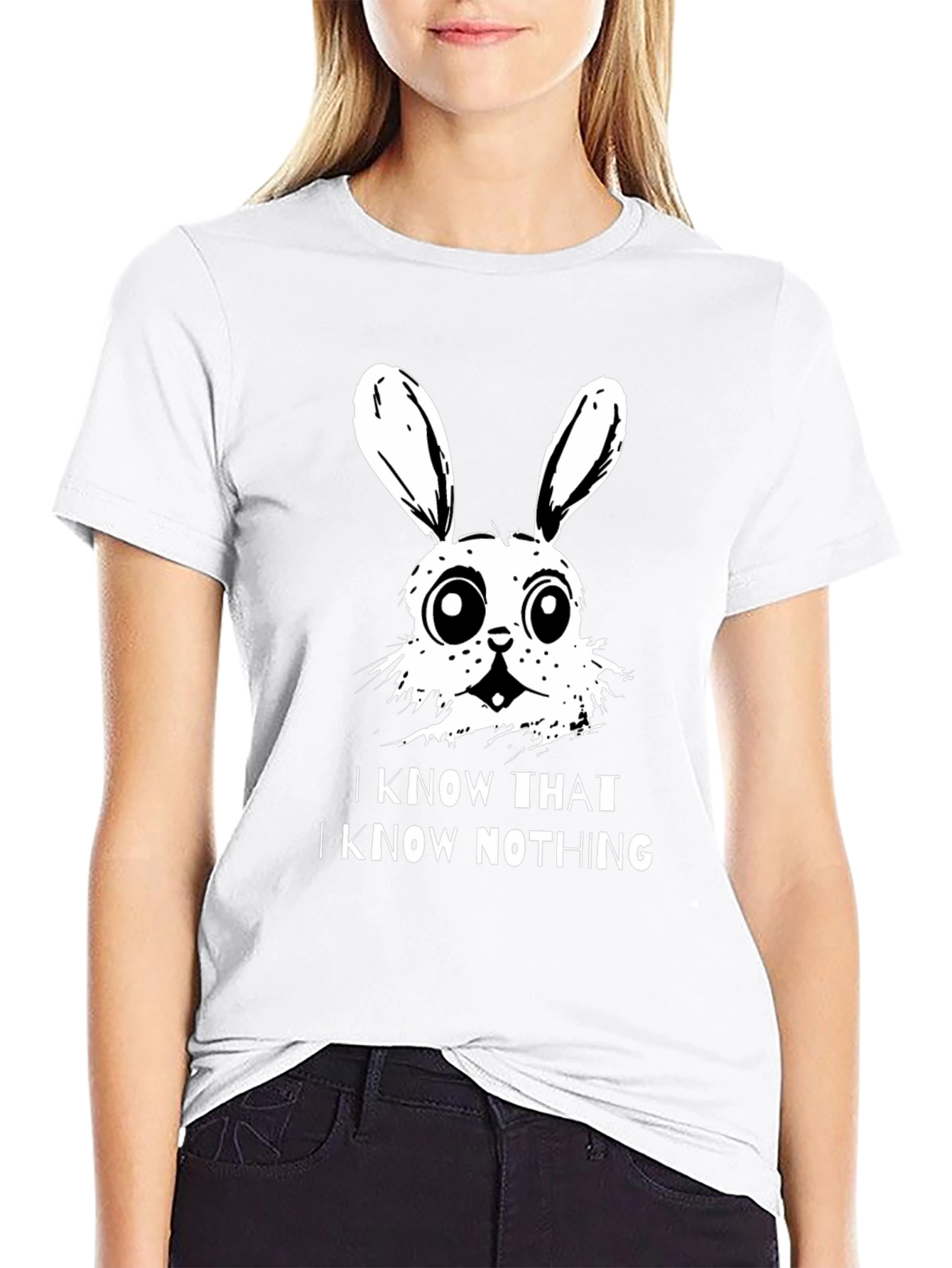 Black I Know That I Know Nothing Bunny T-Shirt view 9