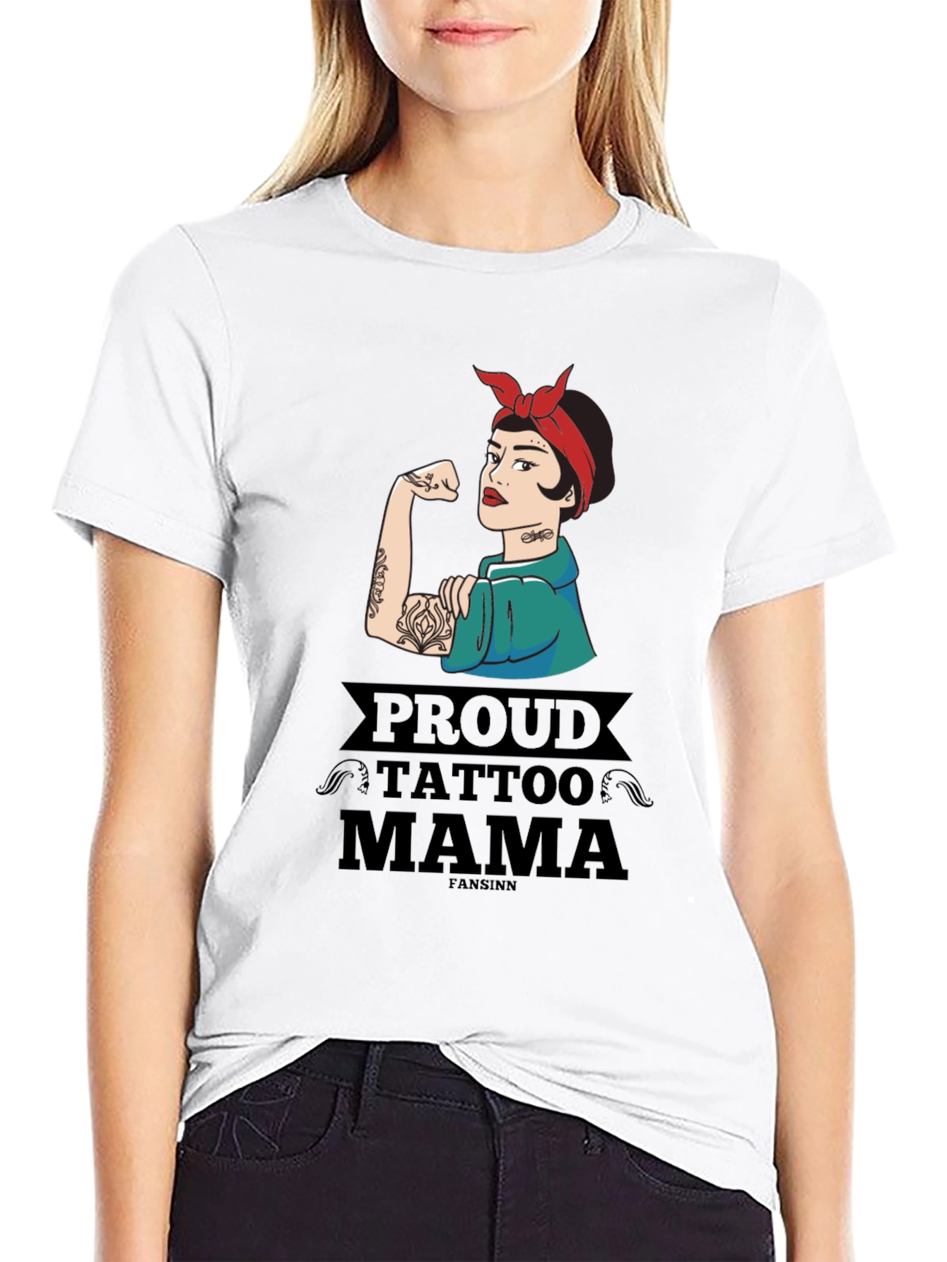 Black Proud Tattoo Mama Graphic T-Shirt view 9