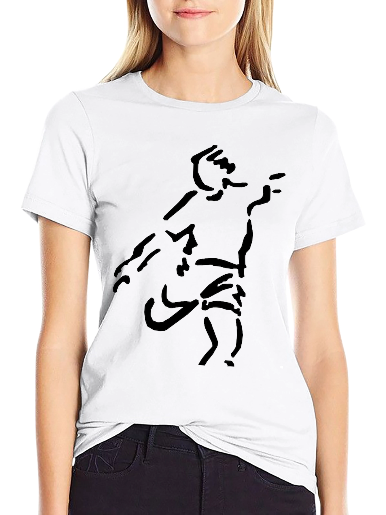 Black Abstract Figure Black Tee view 9