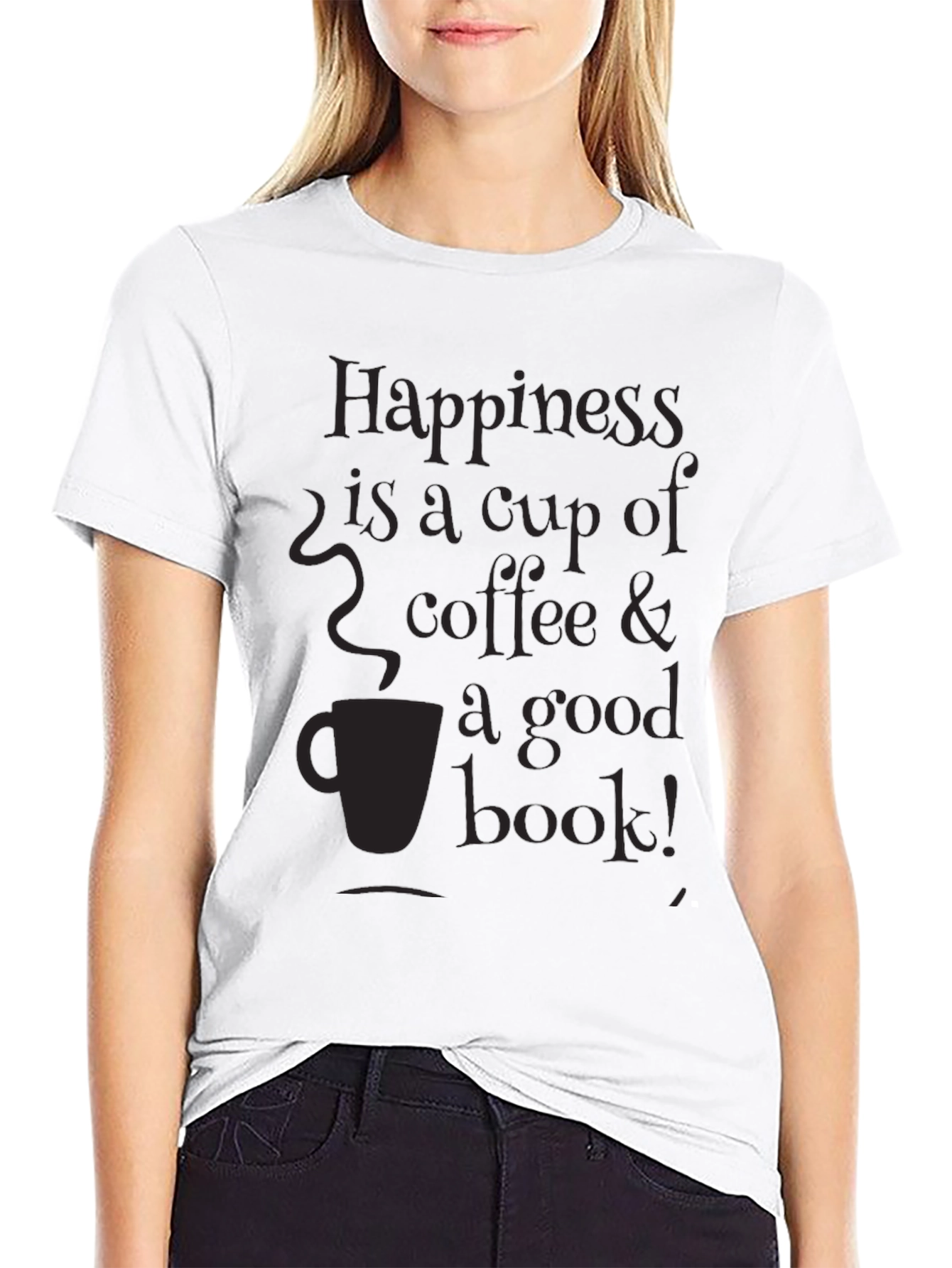 Black Happiness Coffee & Book T-Shirt view 9