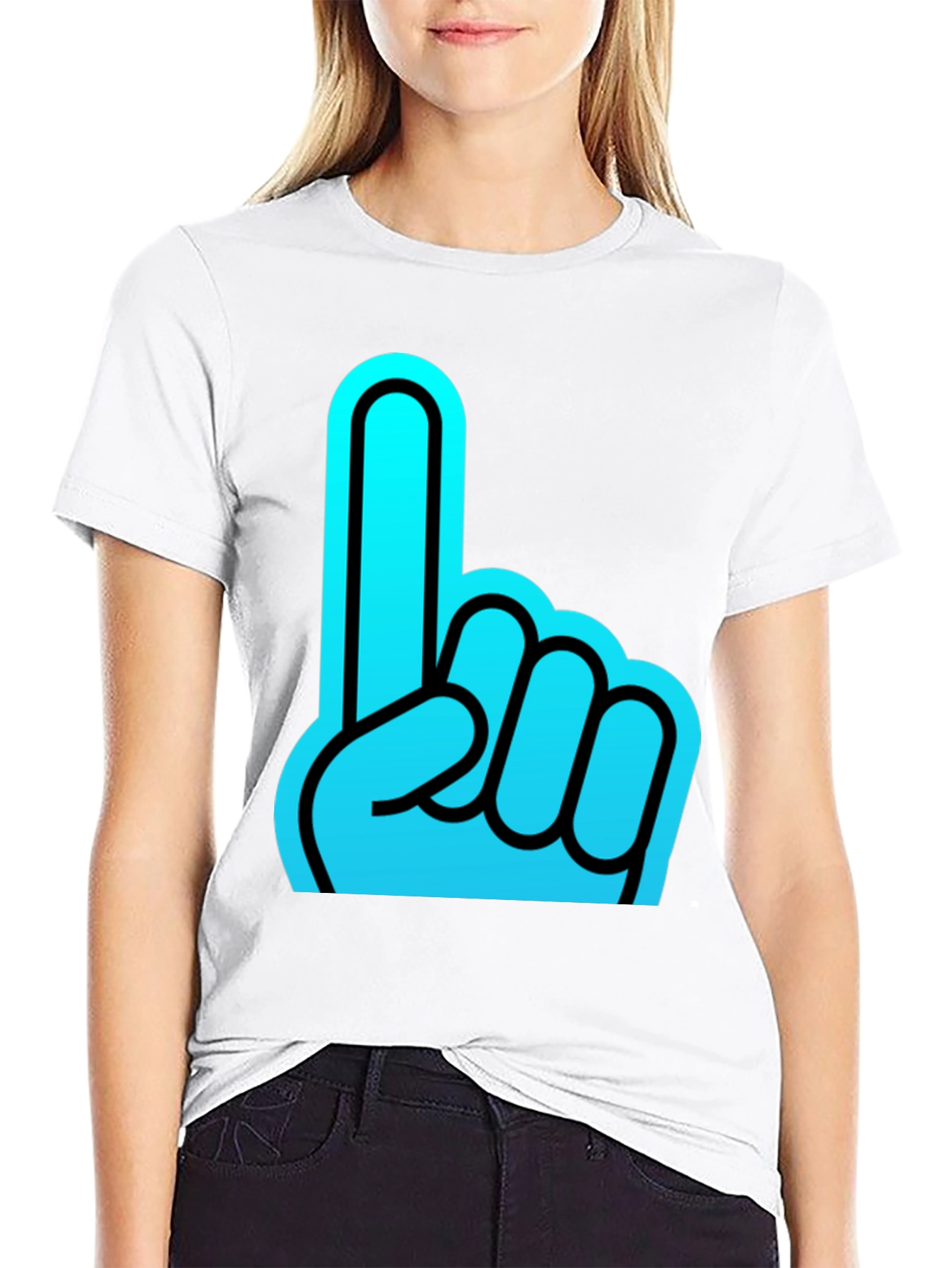 Black Foam Finger Graphic Black T-Shirt view 9