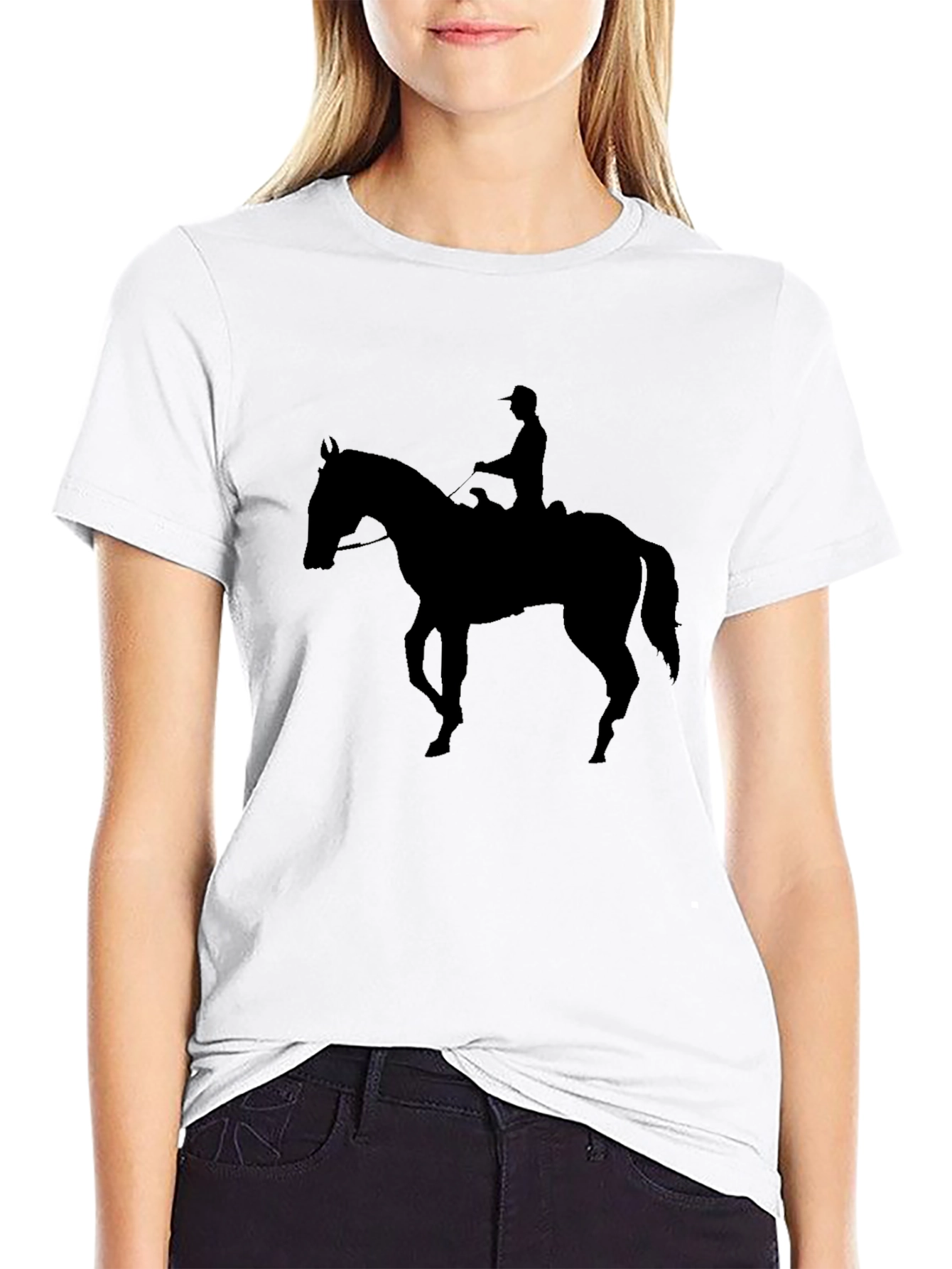 Black Black Horse Rider Silhouette T-Shirt view 9