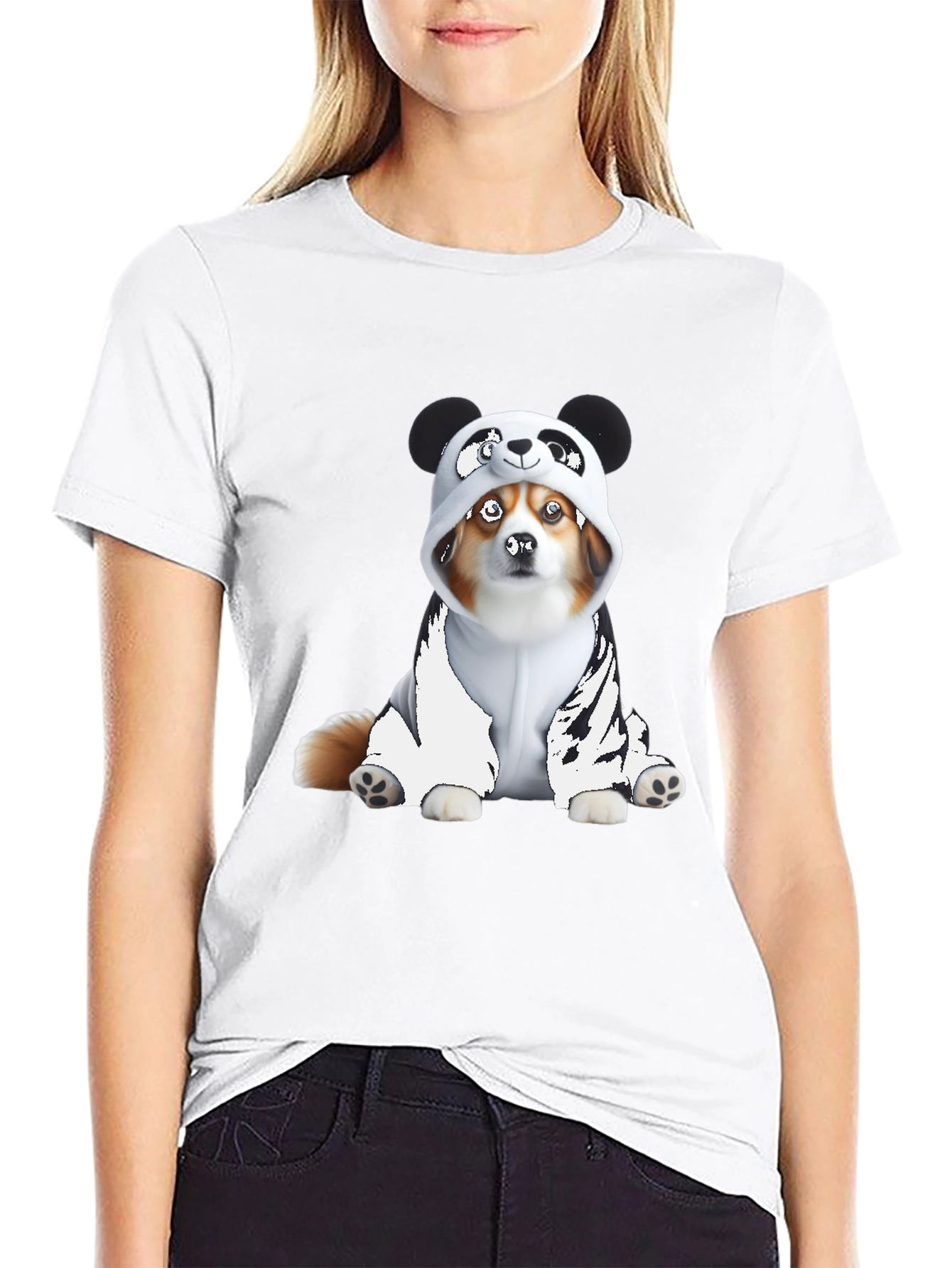 Black Panda Dog Graphic Tee view 9