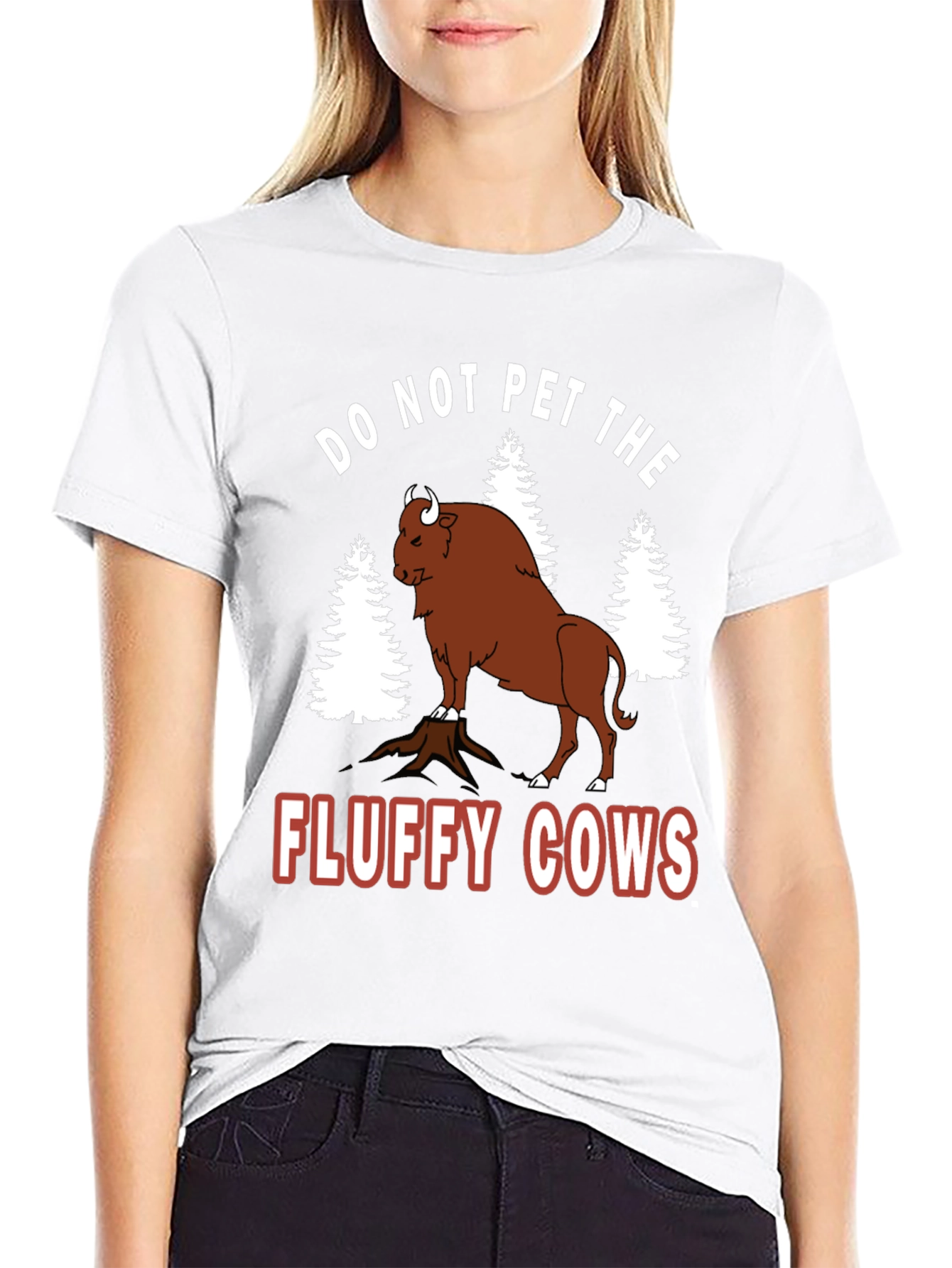 Black Do Not Pet the Fluffy Cows Bison Graphic Tee view 9