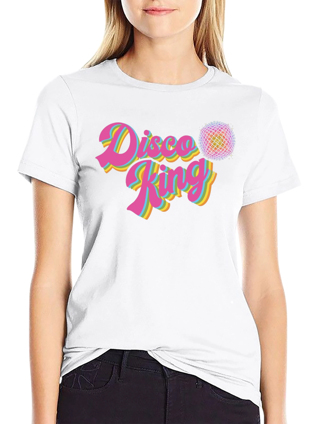 Black Disco King Retro T-Shirt - Black Cotton Tee view 9
