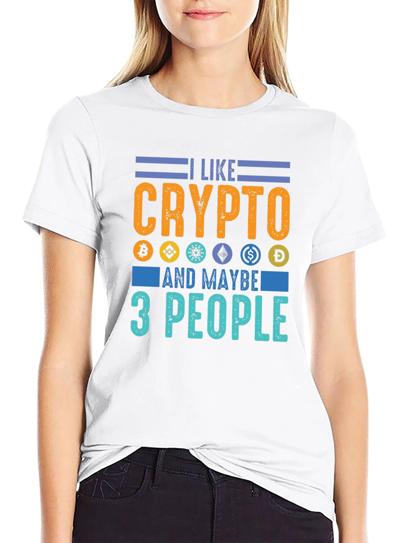 Black I Like Crypto and Maybe 3 People - Funny Crypto T-Shirt view 9