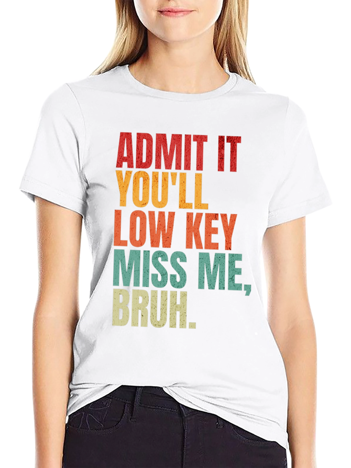 Black Admit It You'll Miss Me Bruh Graphic Tee view 9