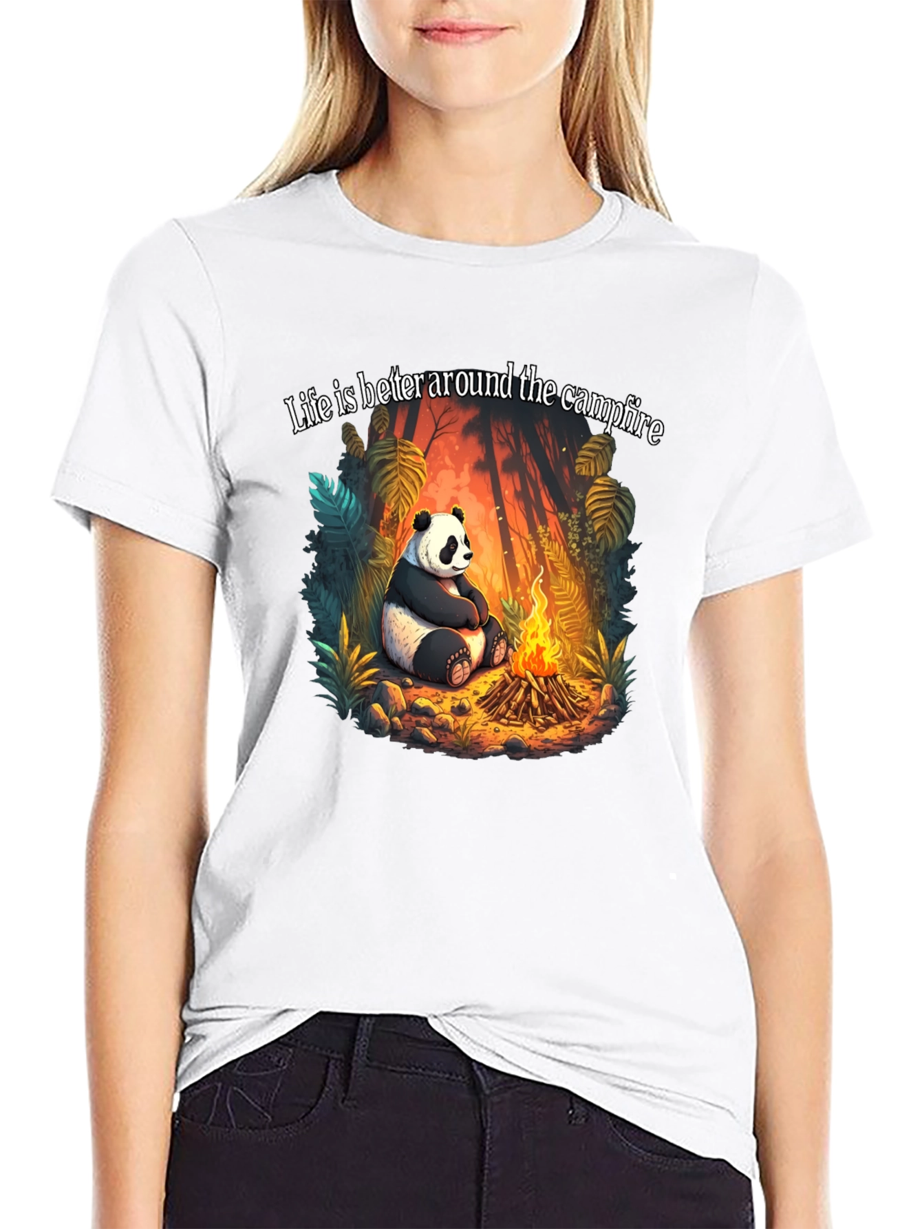 Black Panda Campfire Graphic Tee - Cozy Camping Style view 9