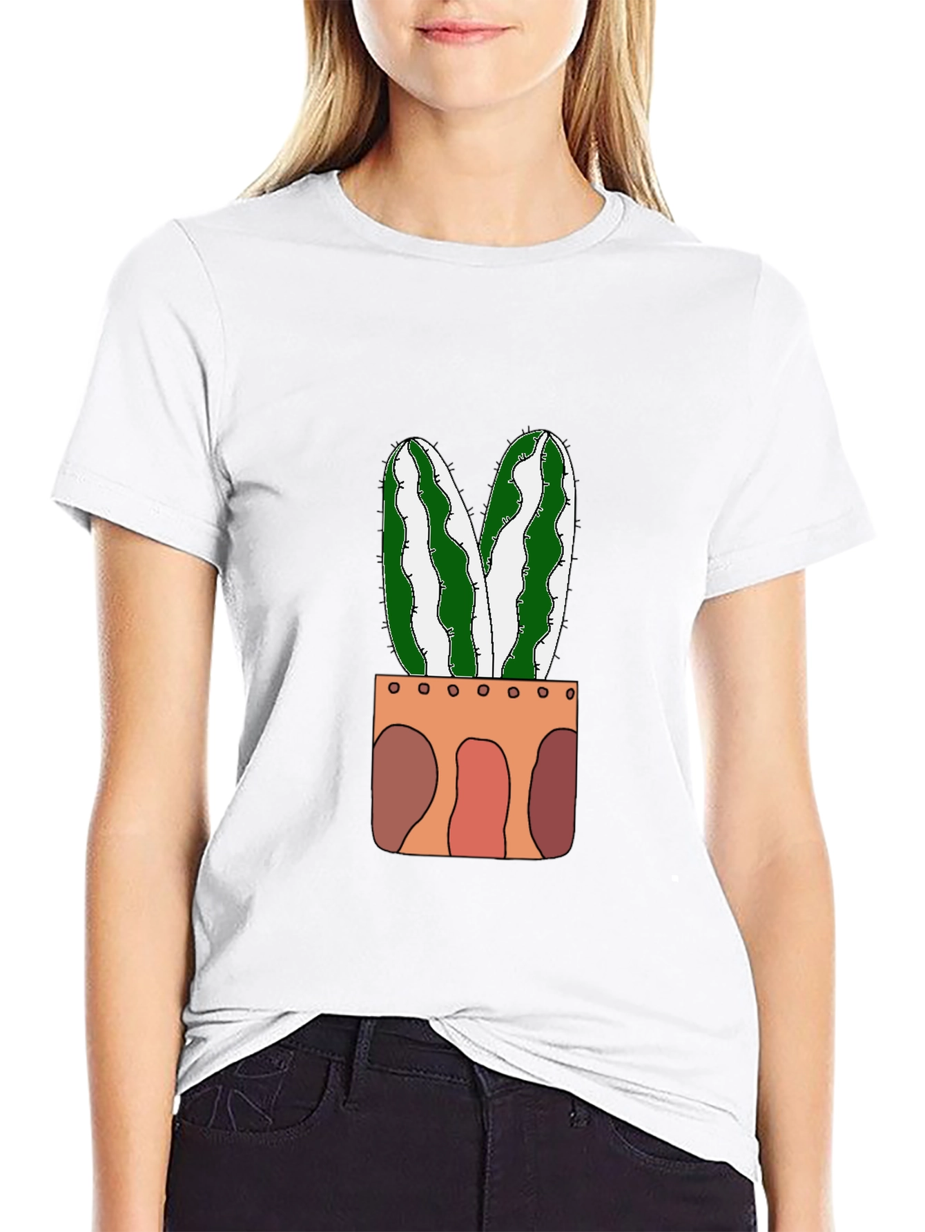 Black Cactus Plant Graphic Tee - Trendy & Unique view 9