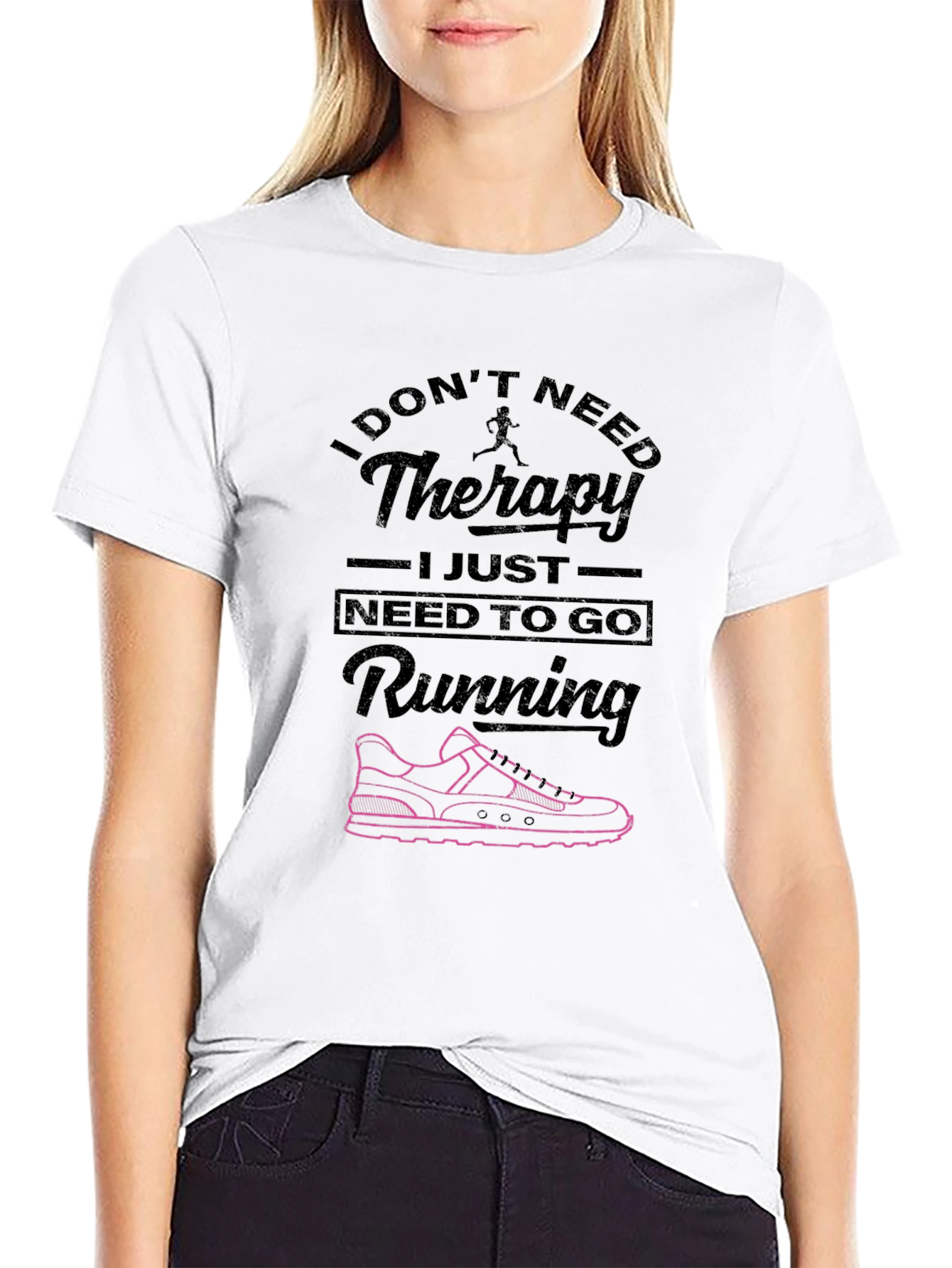 Black Running Therapy Black Graphic Tee view 9