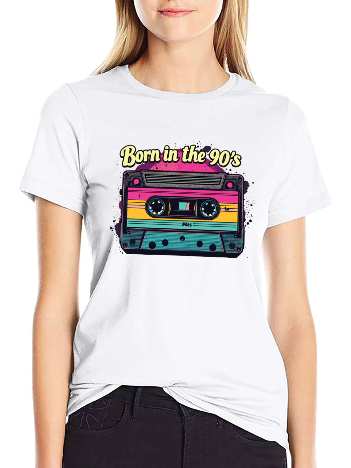 Black Born in the 90s Retro Cassette Tape T-Shirt view 9